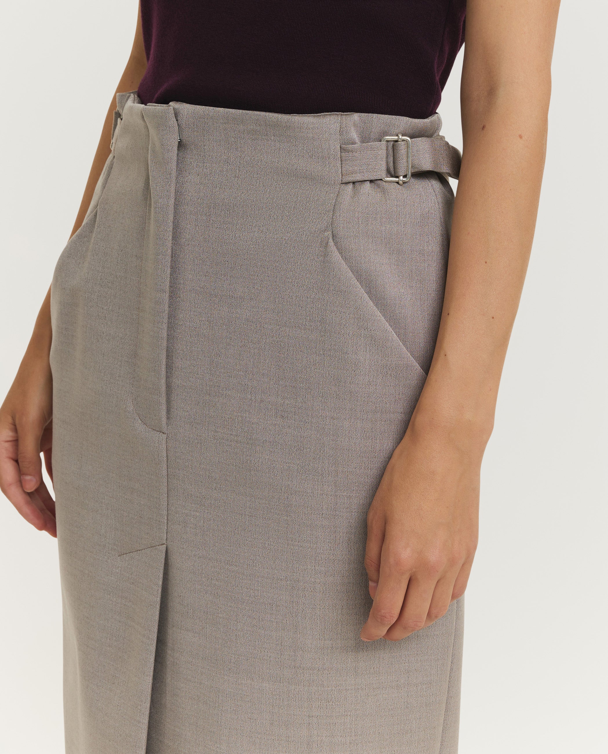 Silk Wool Pencil Skirt