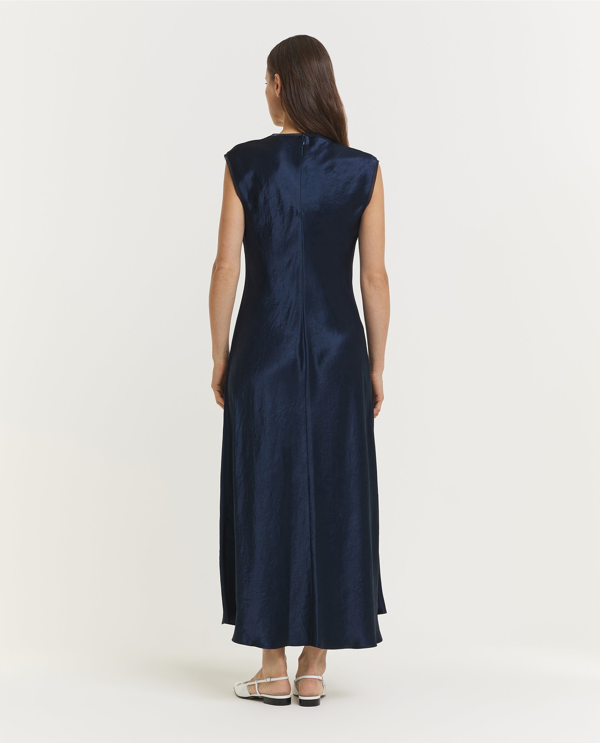 Satijnen Kapmouw Jurk - Blauw