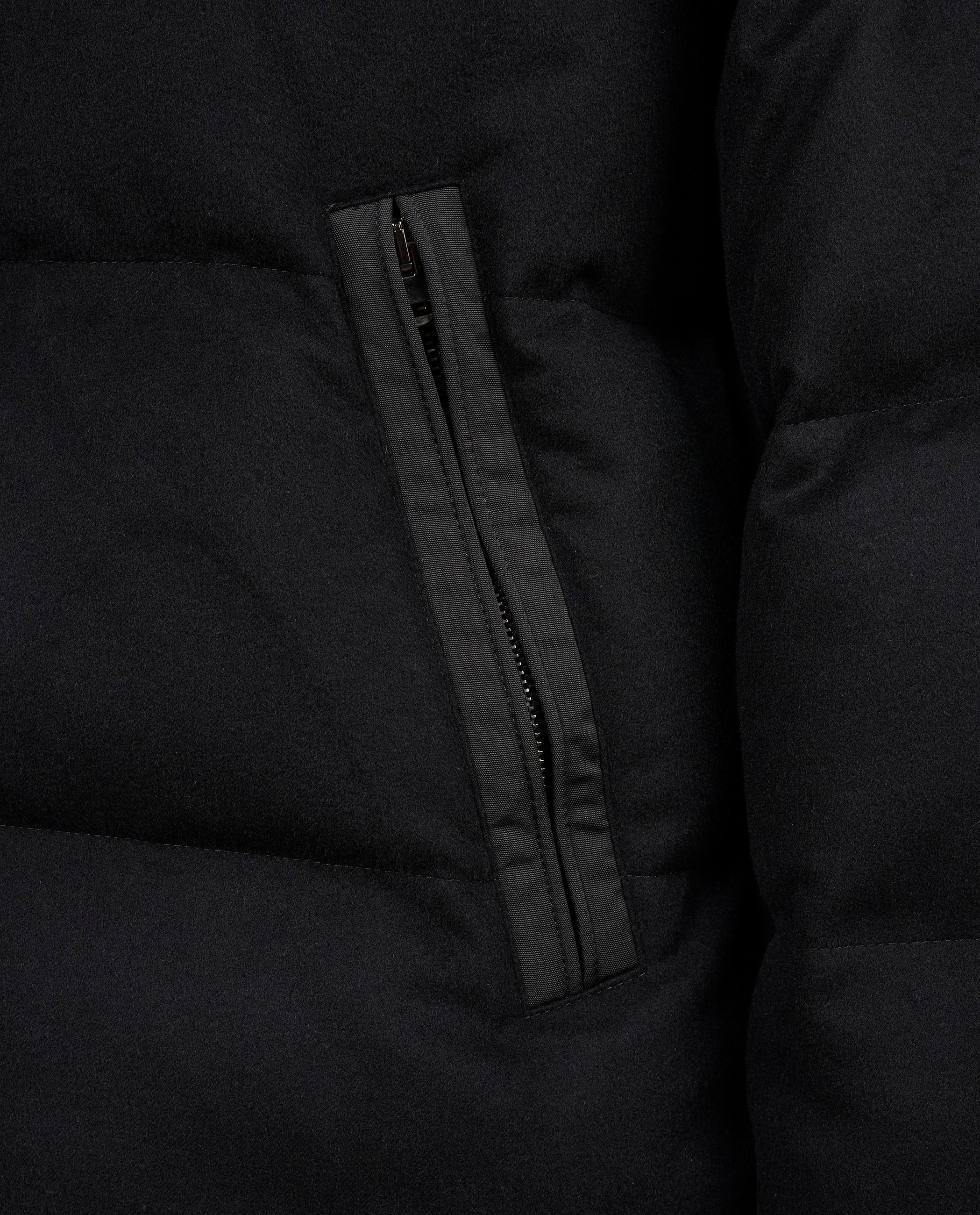 Cashmere Puffer Jas - Zwart