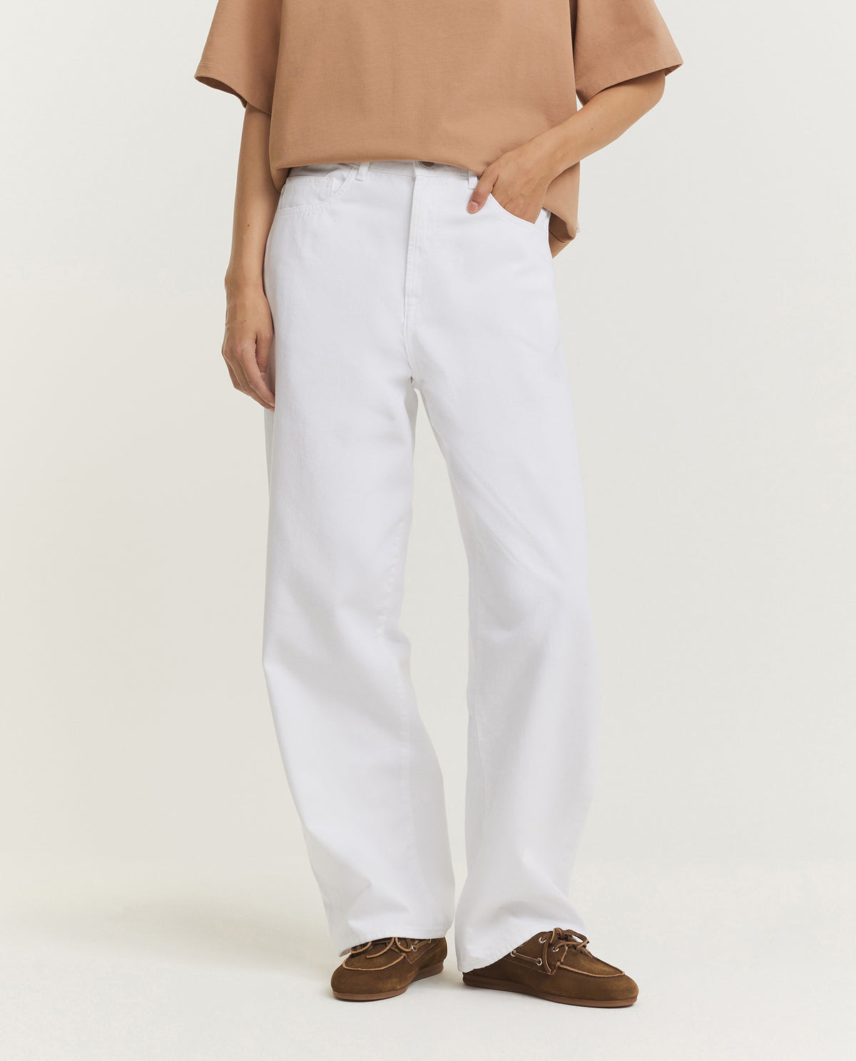 Low Waist Wide Leg Denim - Wit