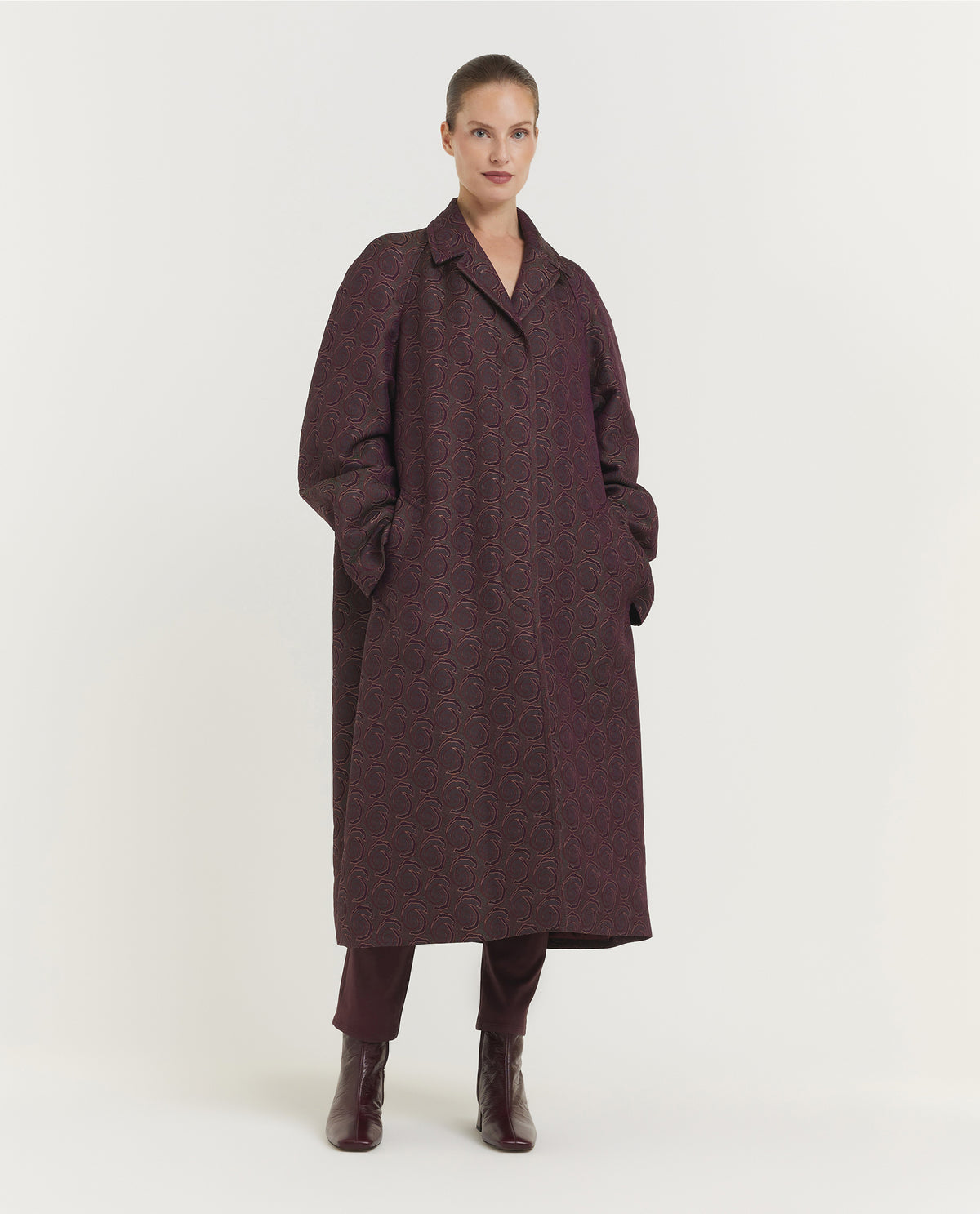 Oversized Jacquard Overcoat