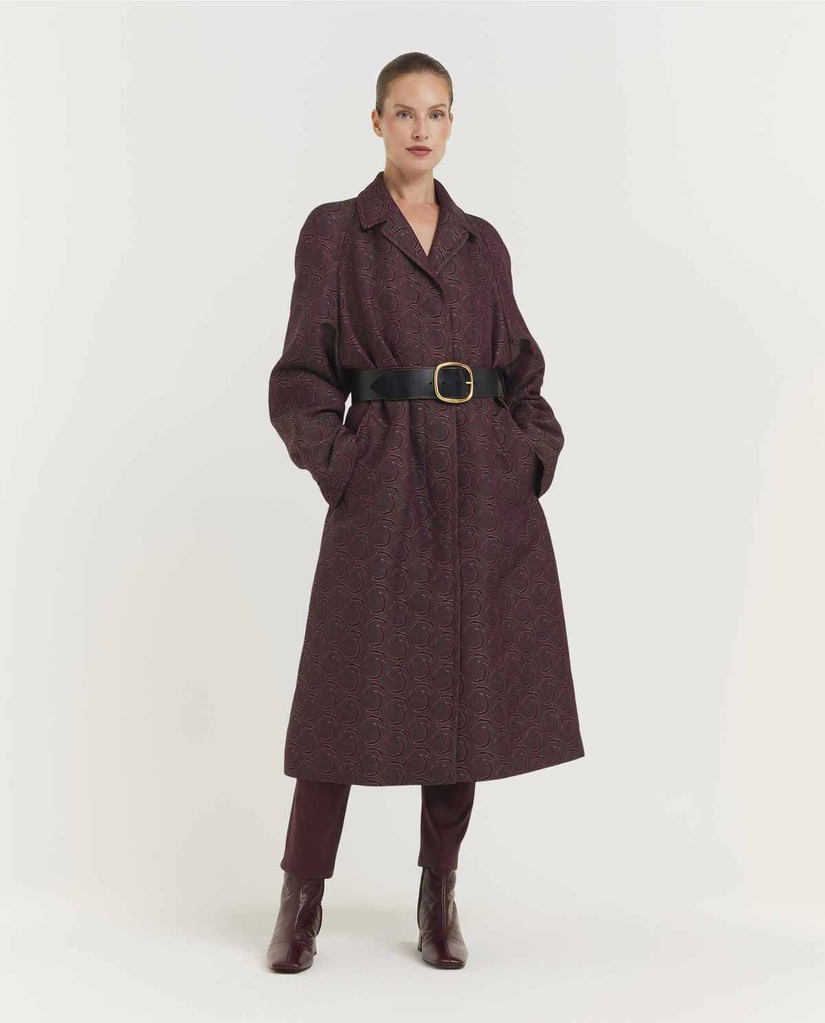 Oversized Jacquard Overcoat