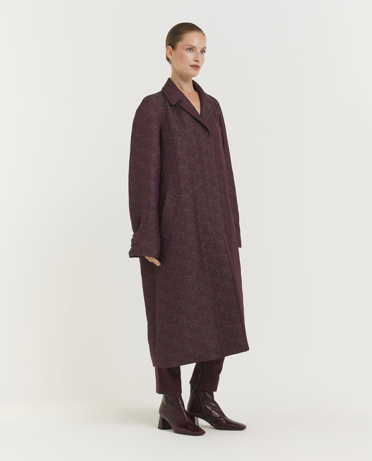 Oversized Jacquard Overcoat