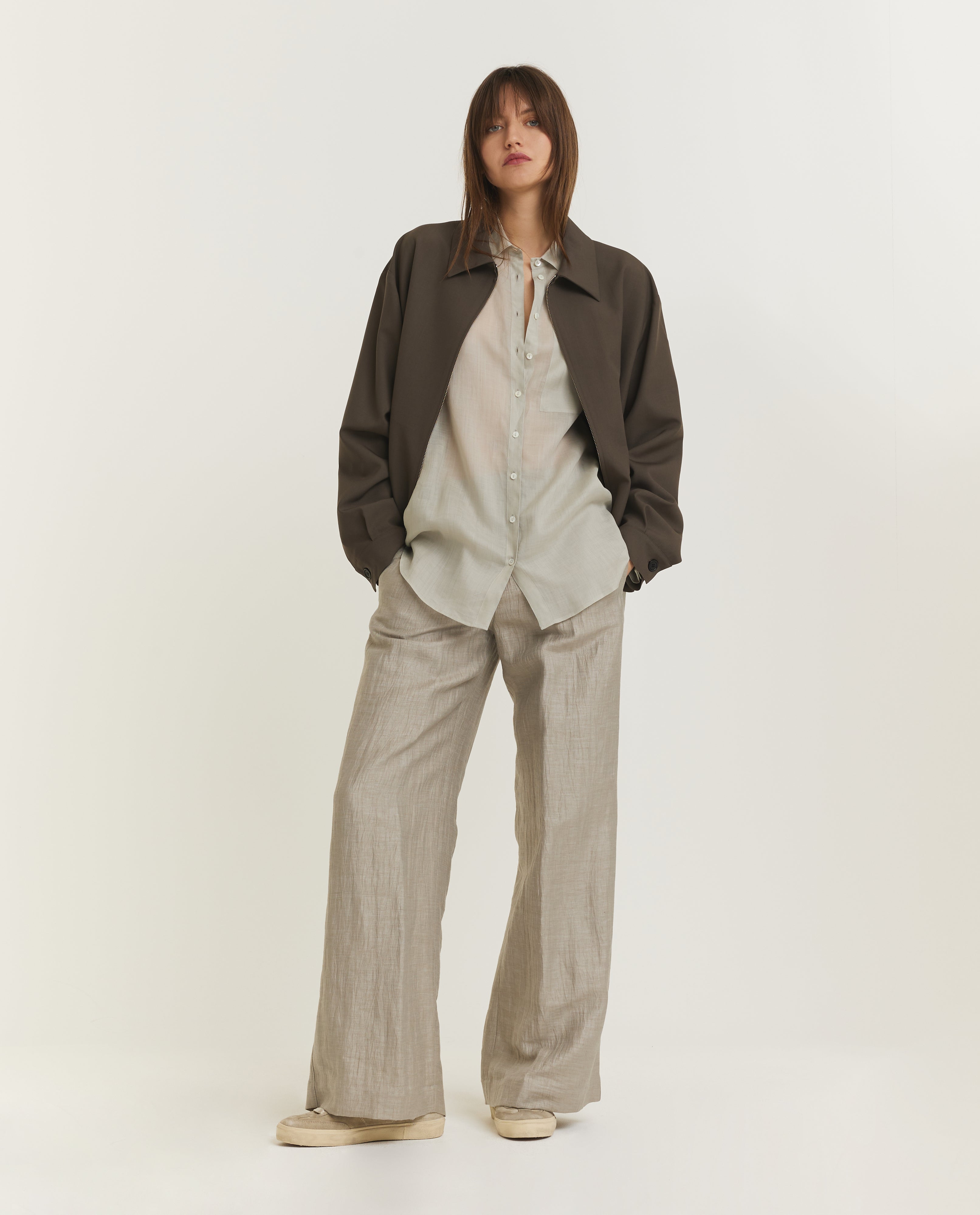 Relaxt Linnen Shirt - Lichtgrijs