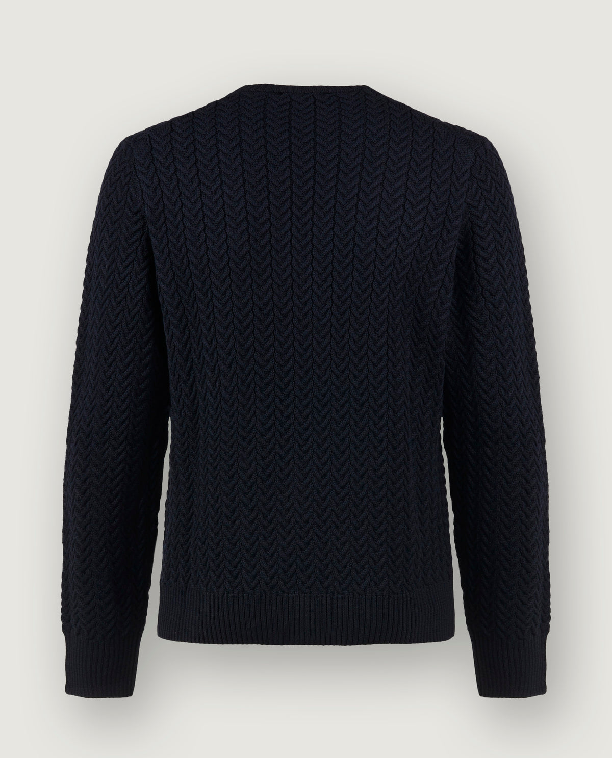 Ronde Hals Kabel Trui - Donkerblauw