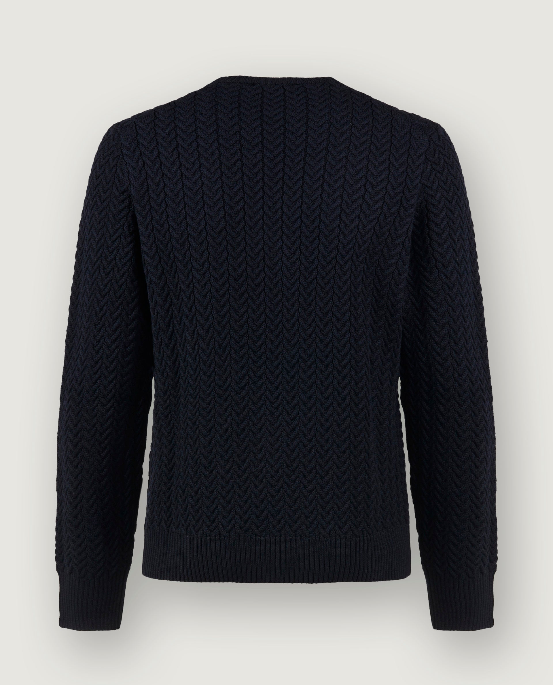 Ronde Hals Kabel Trui - Donkerblauw