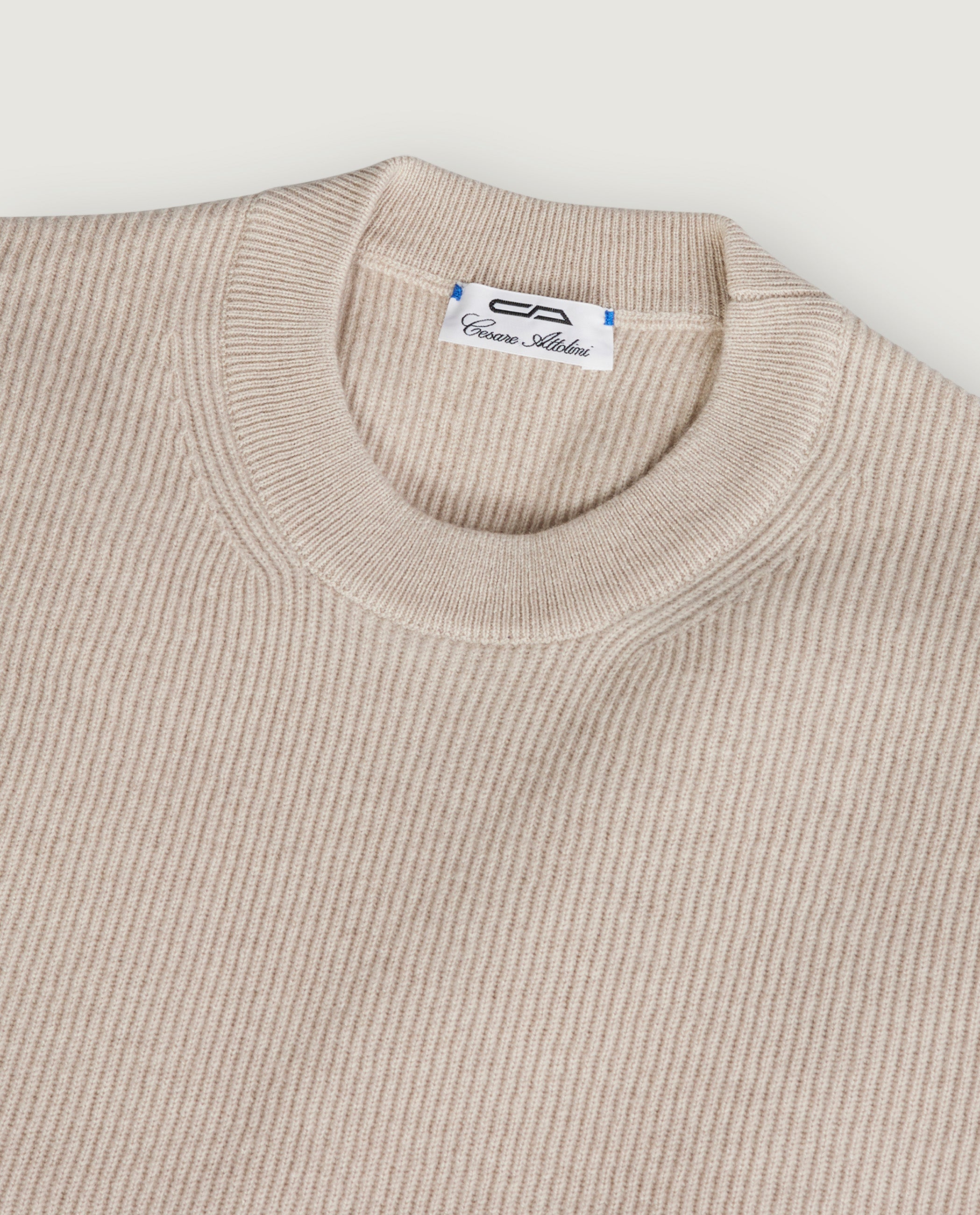 Cashmere Ronde Hals Trui - Lichtbruin