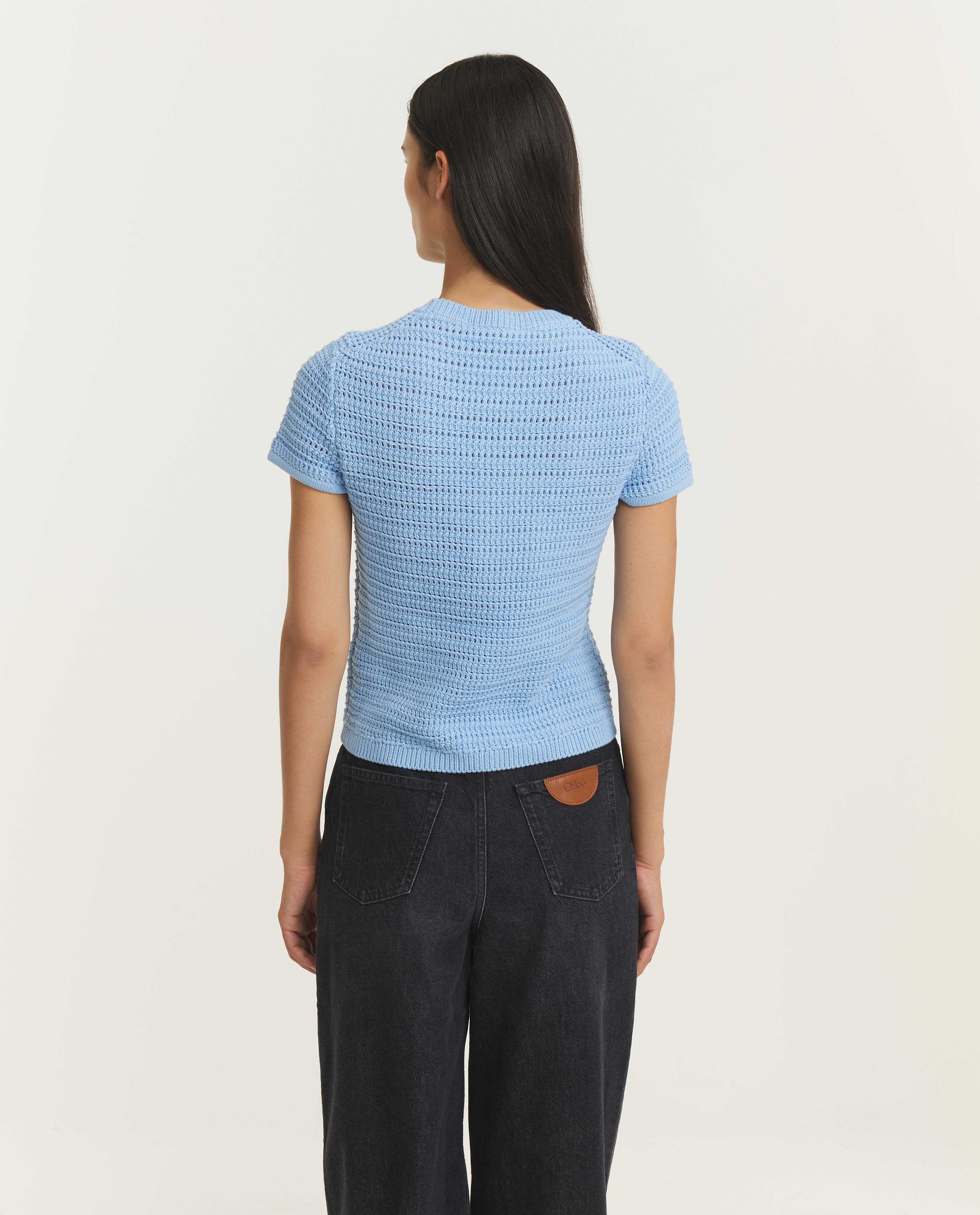 Katoen Crochet Top - Lichtblauw