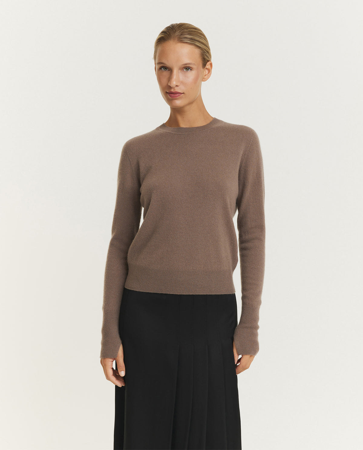 Lichte Cashmere Crewneck Trui - Bruin