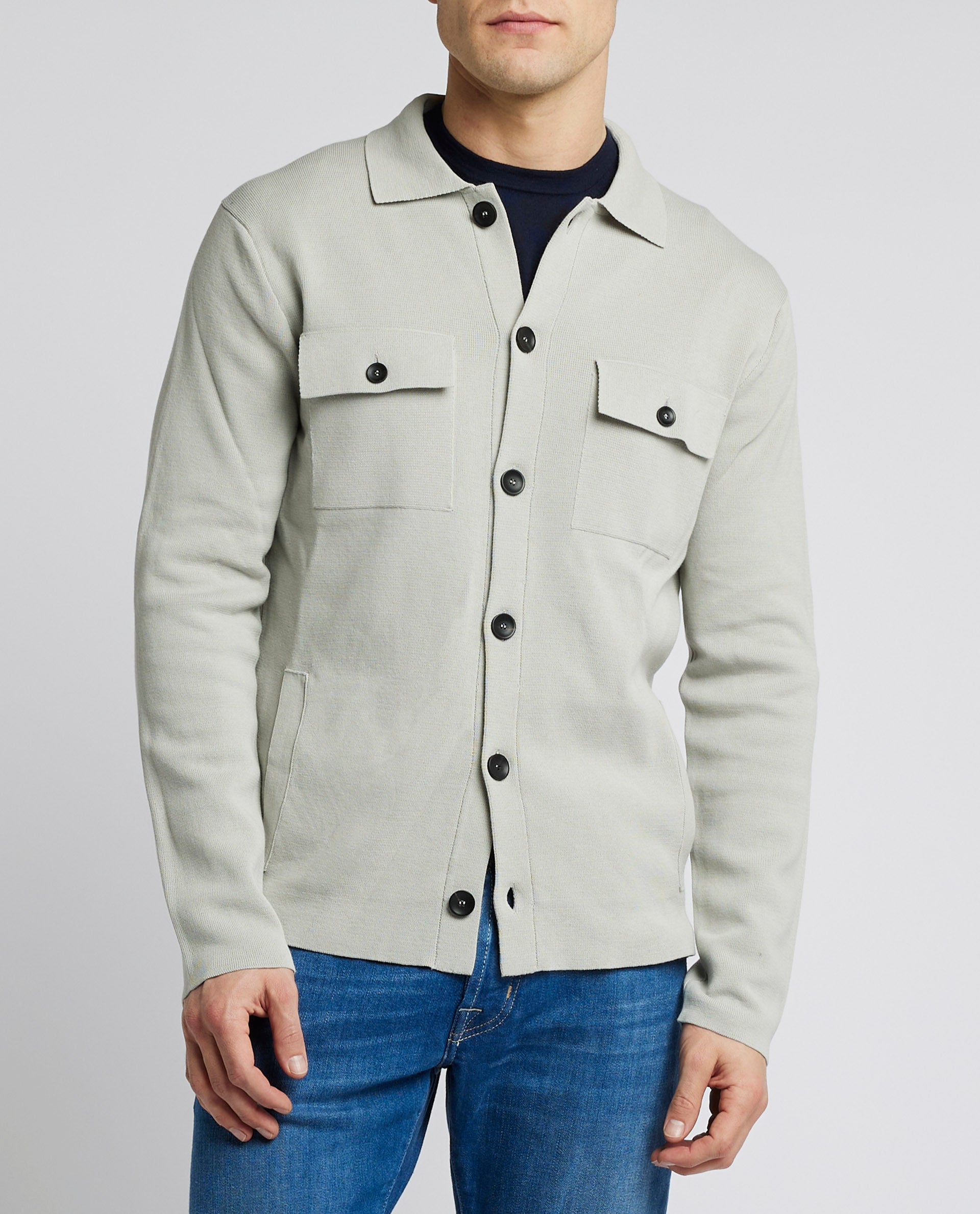 Crepe Shirtjasje - Lichtgrijs