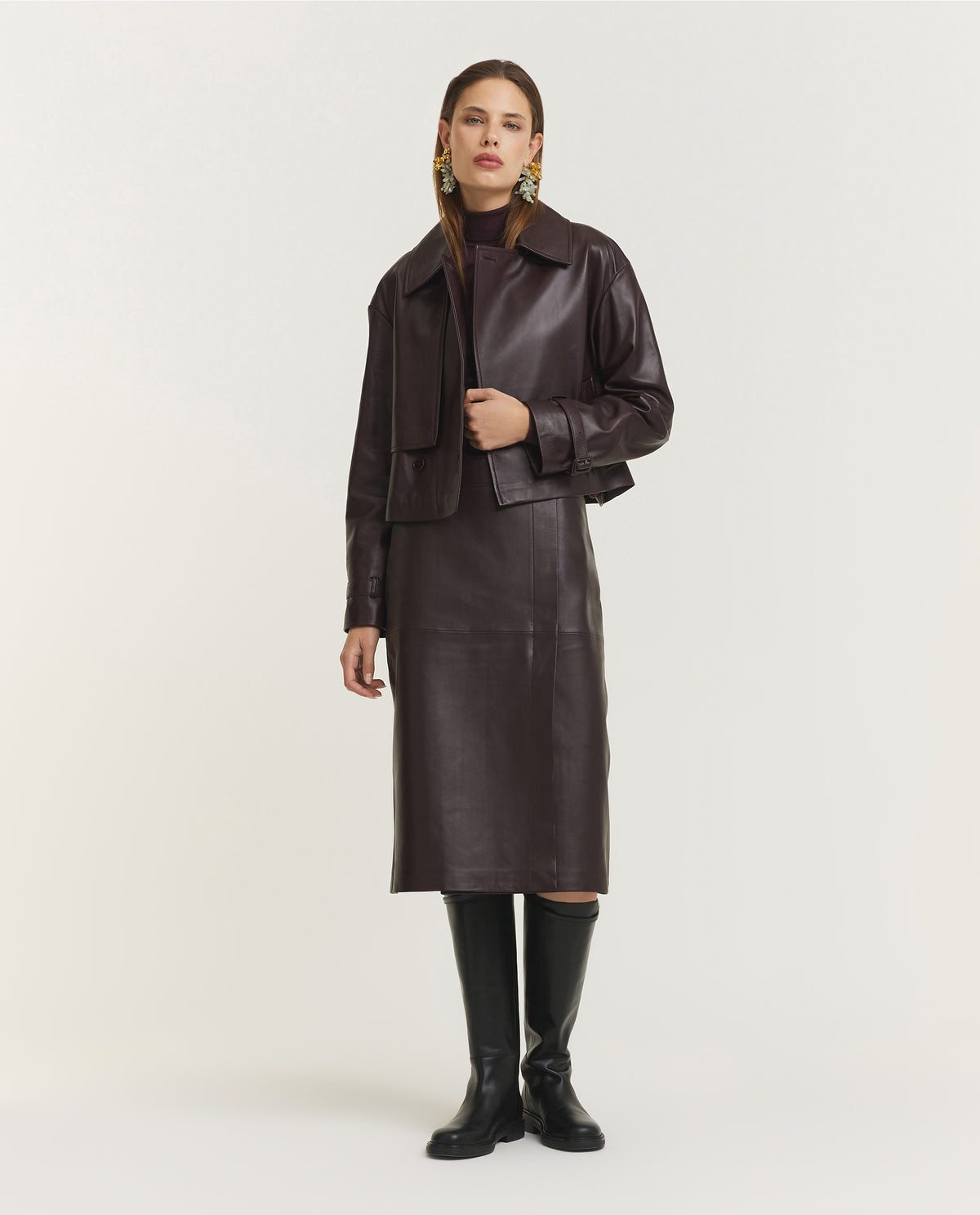 Sèvres Nappa Leren Rok - Paars