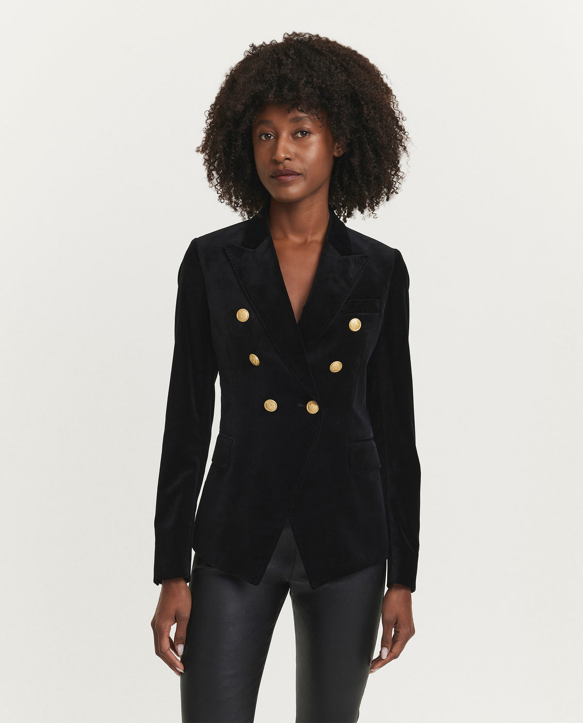 Katoen Fluwelen Blazer - Zwart