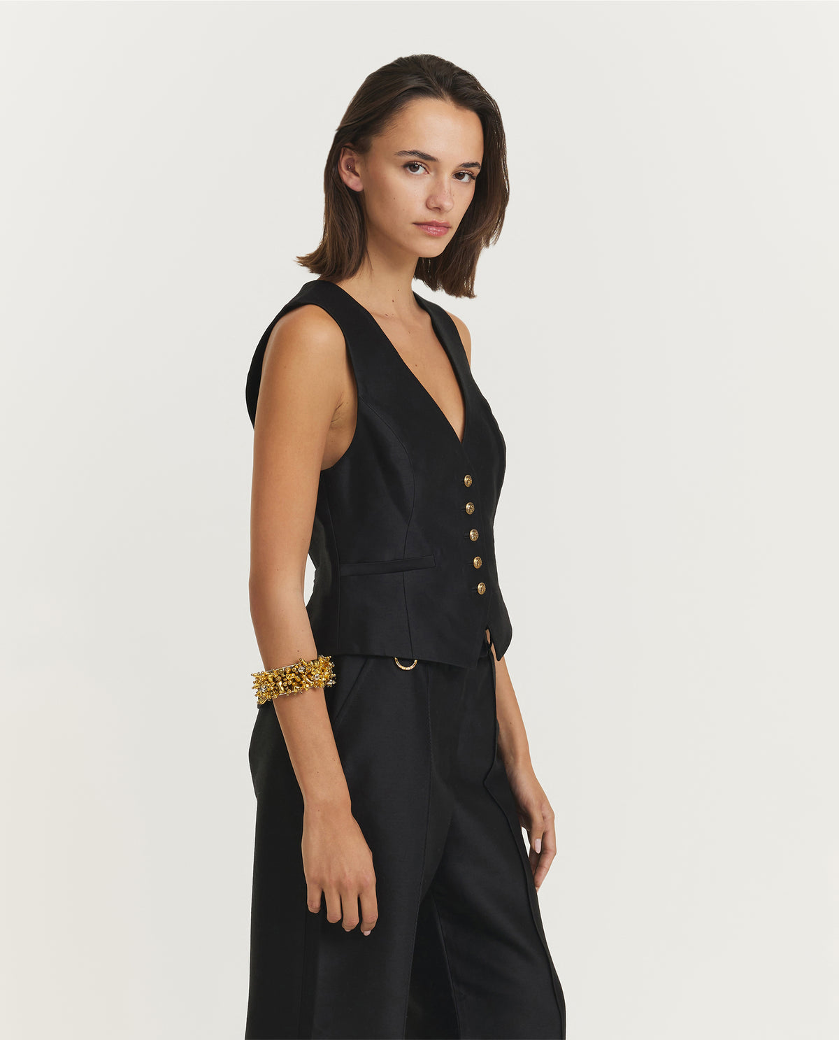 Hypnotic Wol Zijden Waistcoat - Zwart