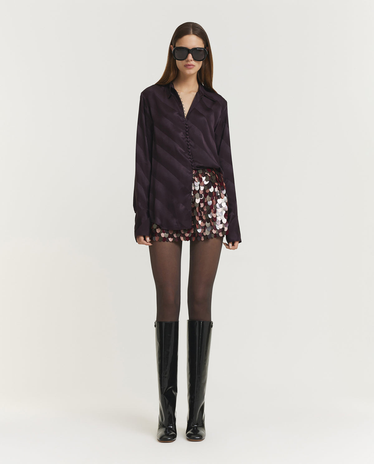 Gabrina Pailletten Rok - Paars