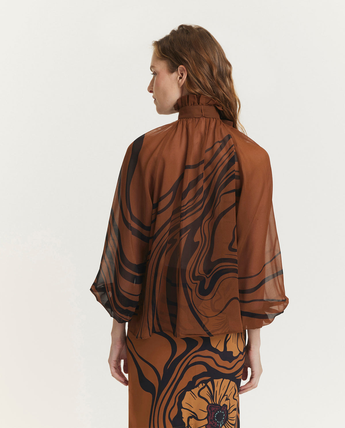 Zijden blouse - Bruin