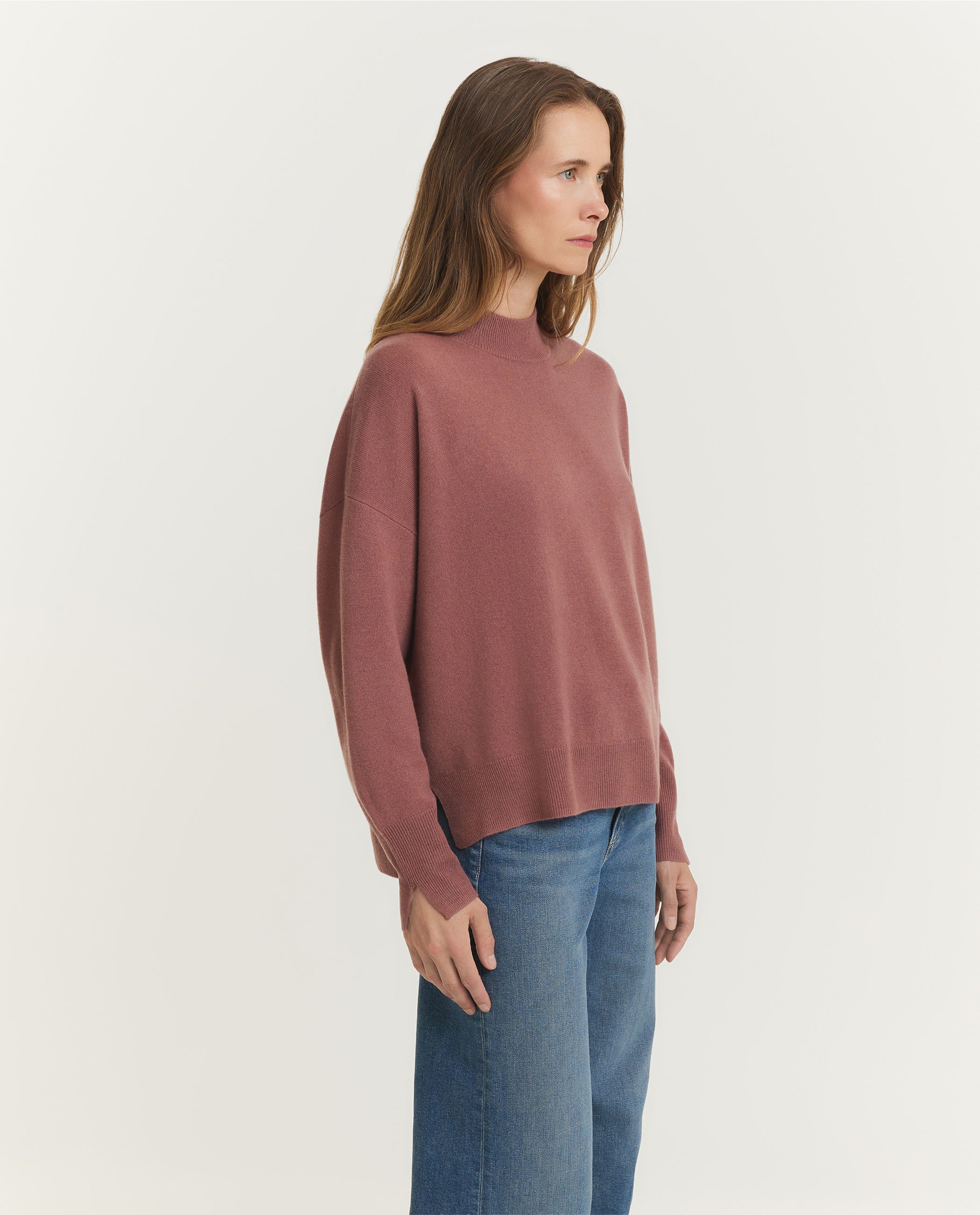 Wool Cashmere Mock Neck Sweater