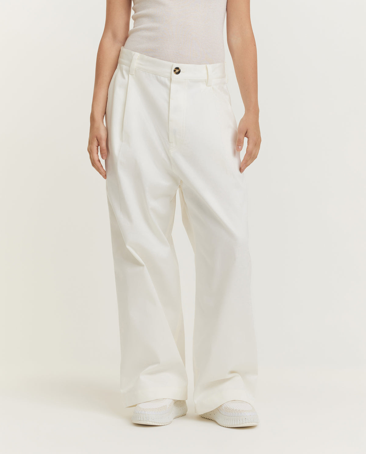 Wijde Katoenen Broek - Wit