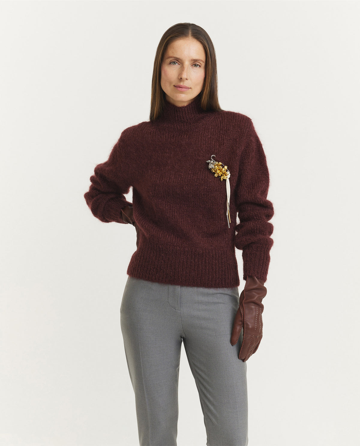 Mohair Wollen Tenne Trui - Rood