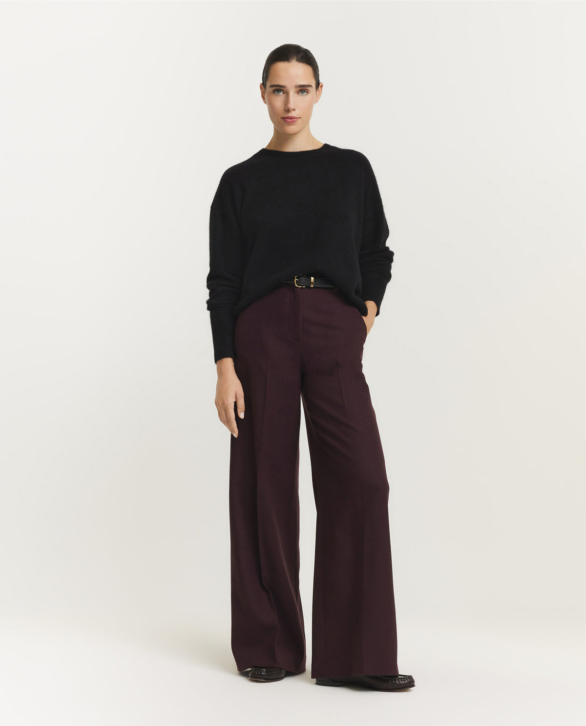 Alana Flannel Stretch Pantalon - Paars