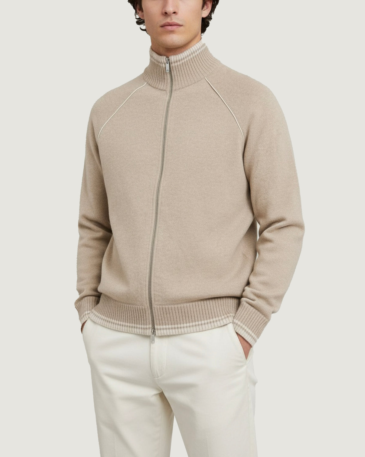 Wol Cashmere Raglan Vest - Lichtbruin