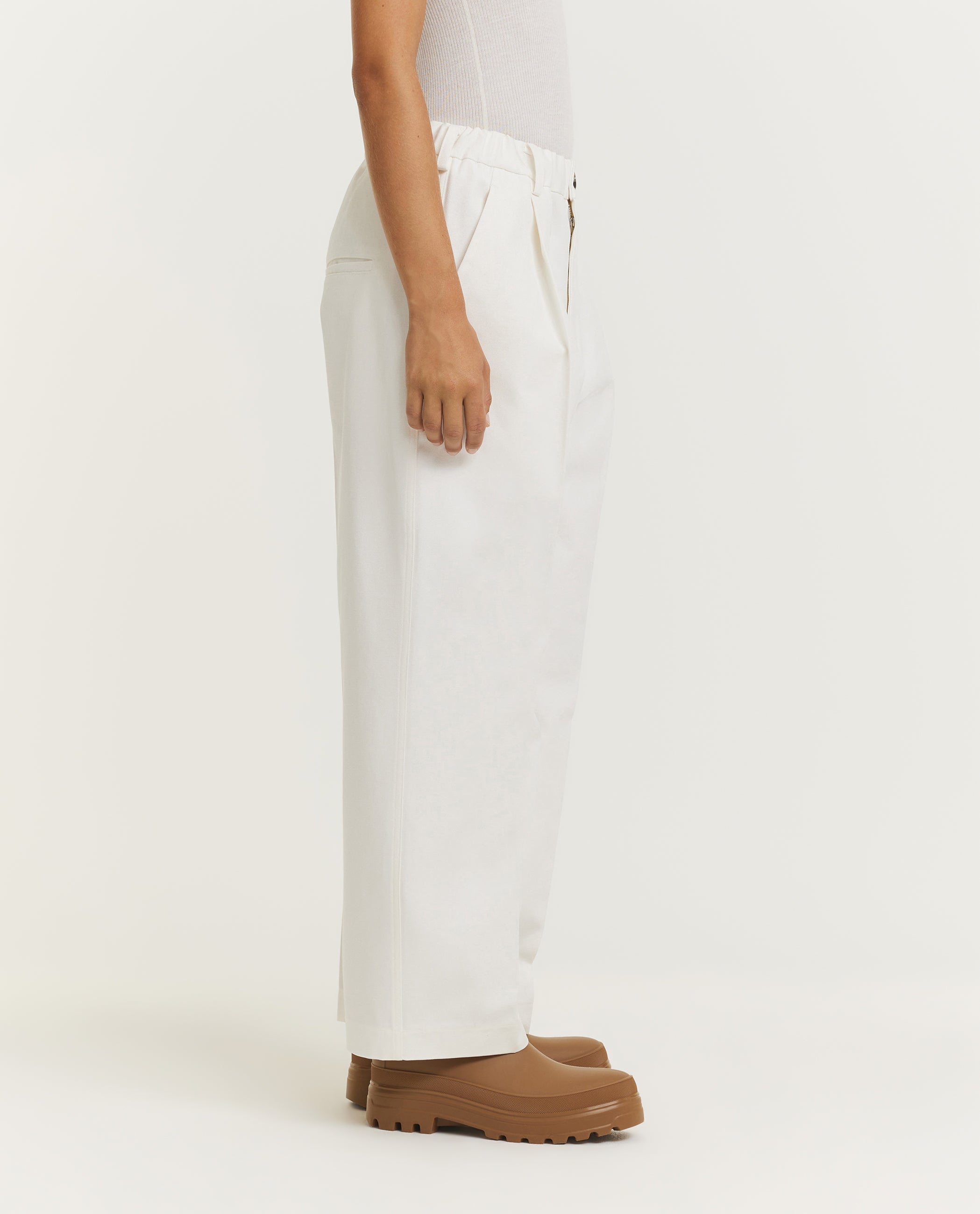 Canvas Bandplooi Broek - Wit