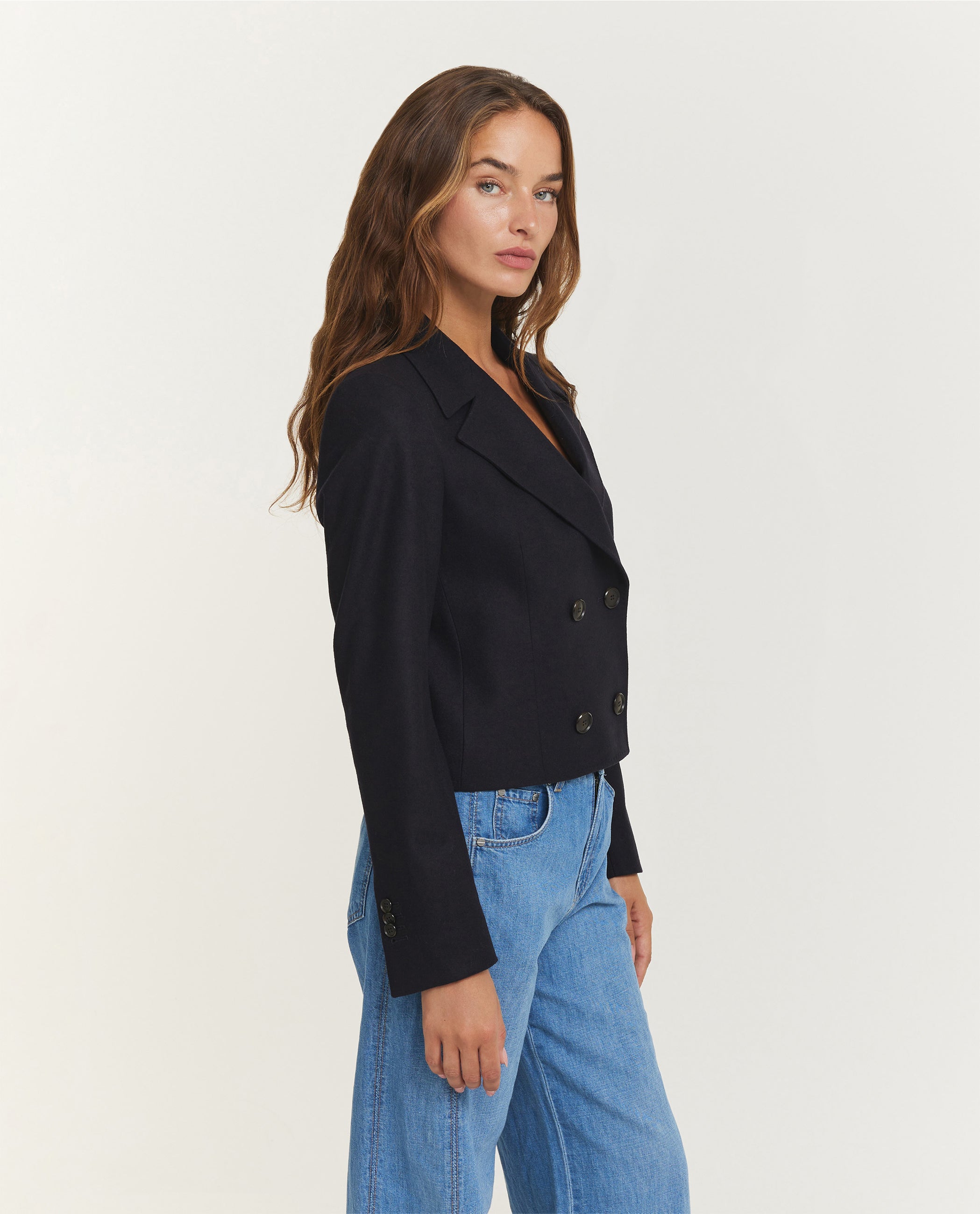 Cropped Wool Cashmere DB Jacket