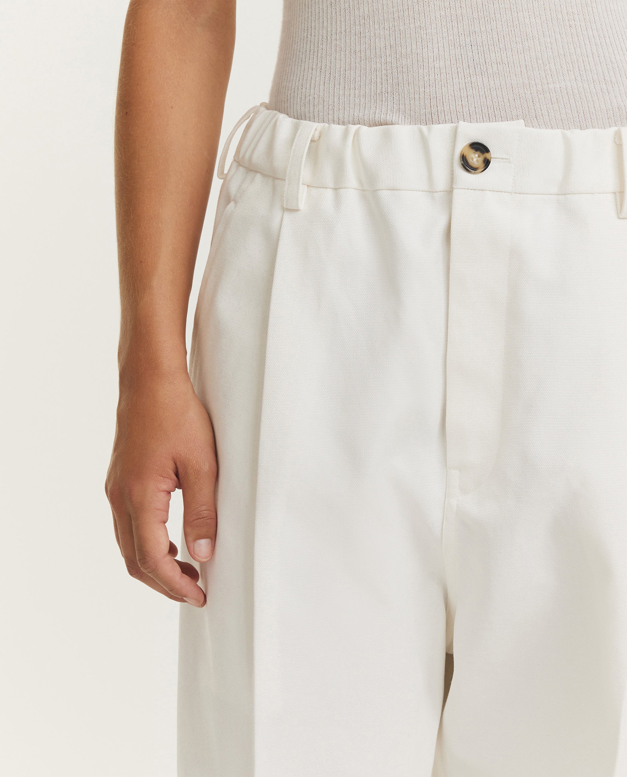 Canvas Bandplooi Broek - Wit