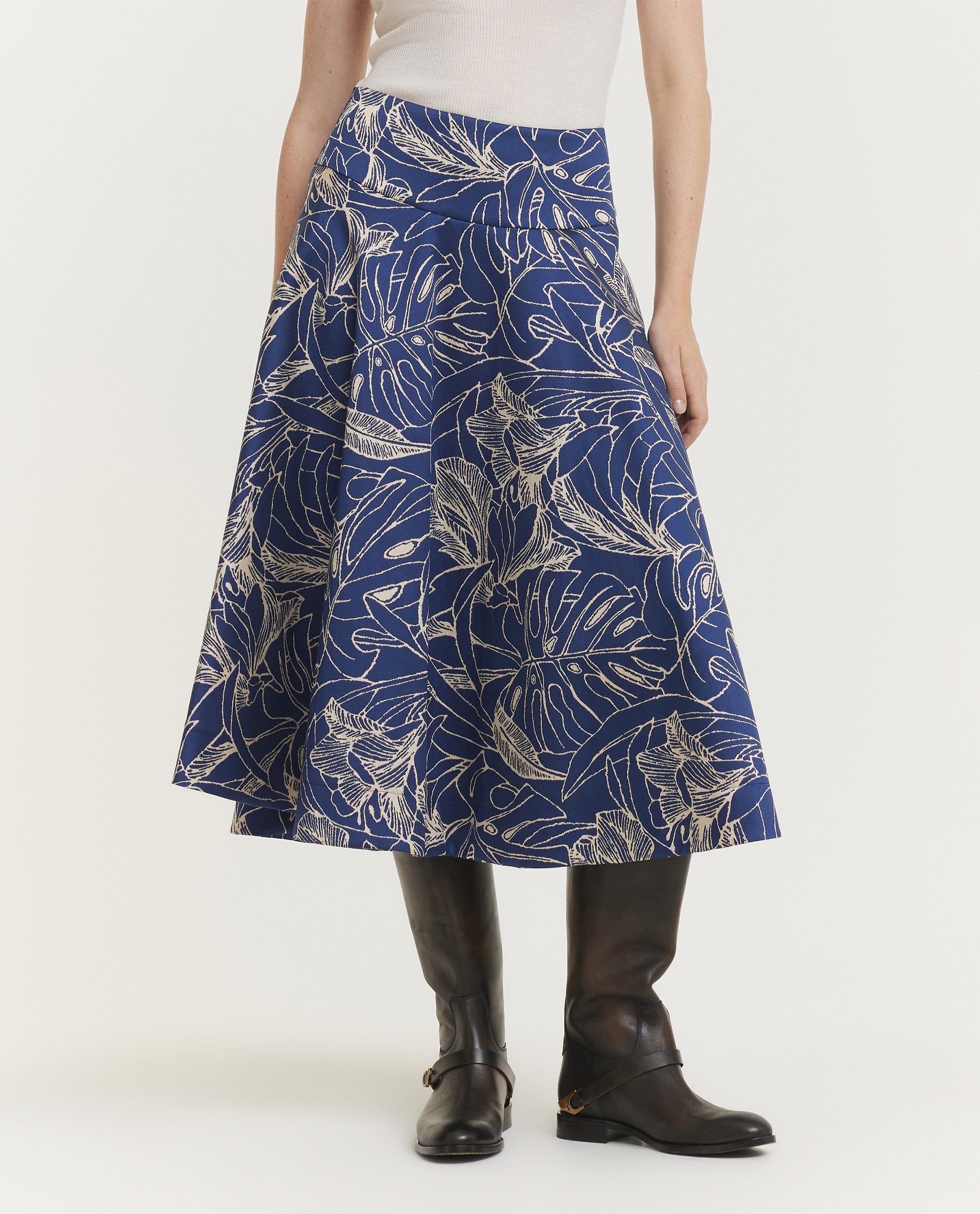 Midi Patroon Rok - Blauw