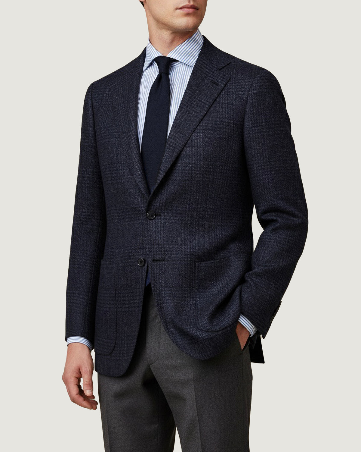 Wool Silk Glencheck Jacket