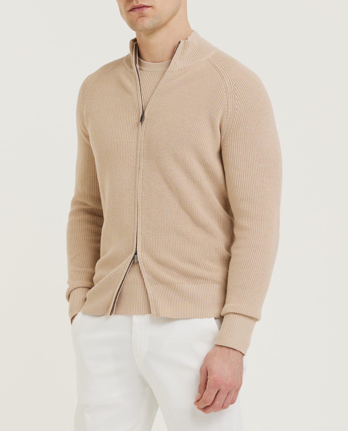 Rib Zip Vest - Lichtbruin