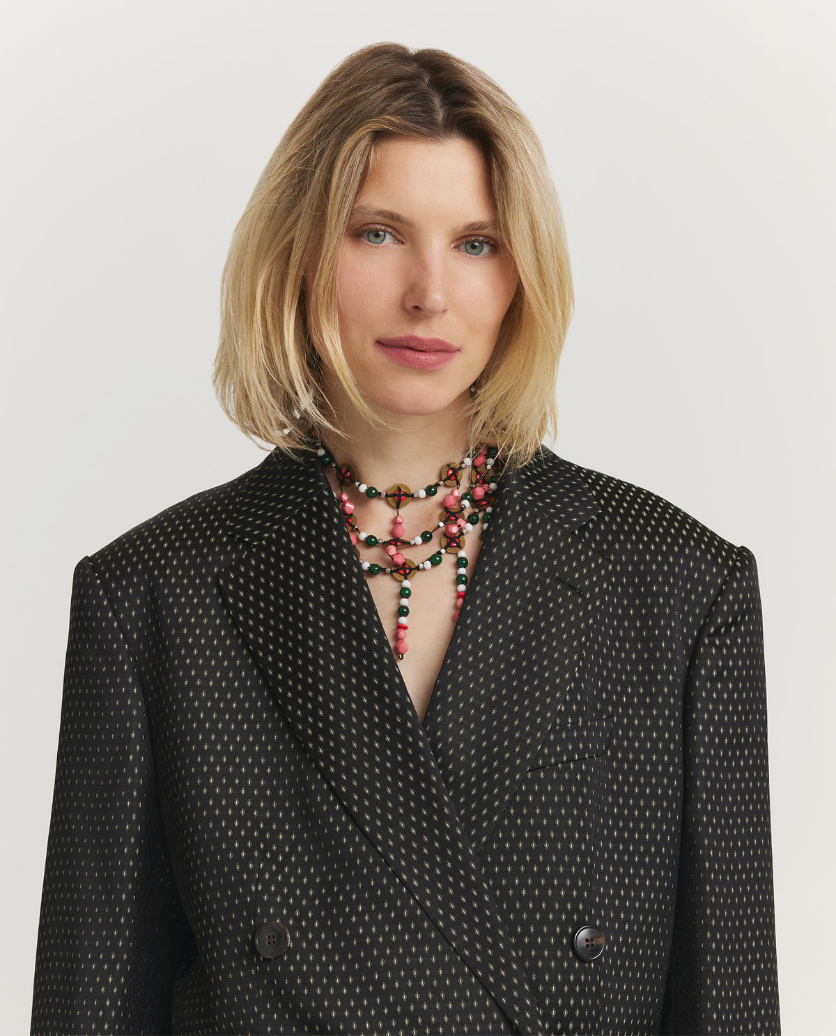 Oversized Jacquard Blazer - Zwart