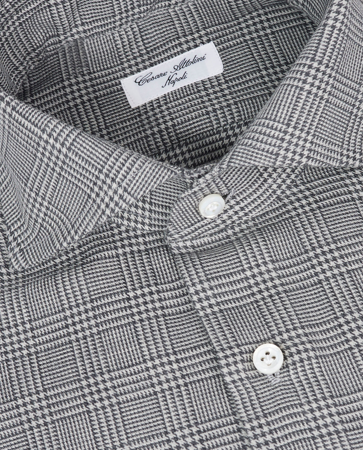 Katoen Cashmere Glencheck Shirt - Grijs