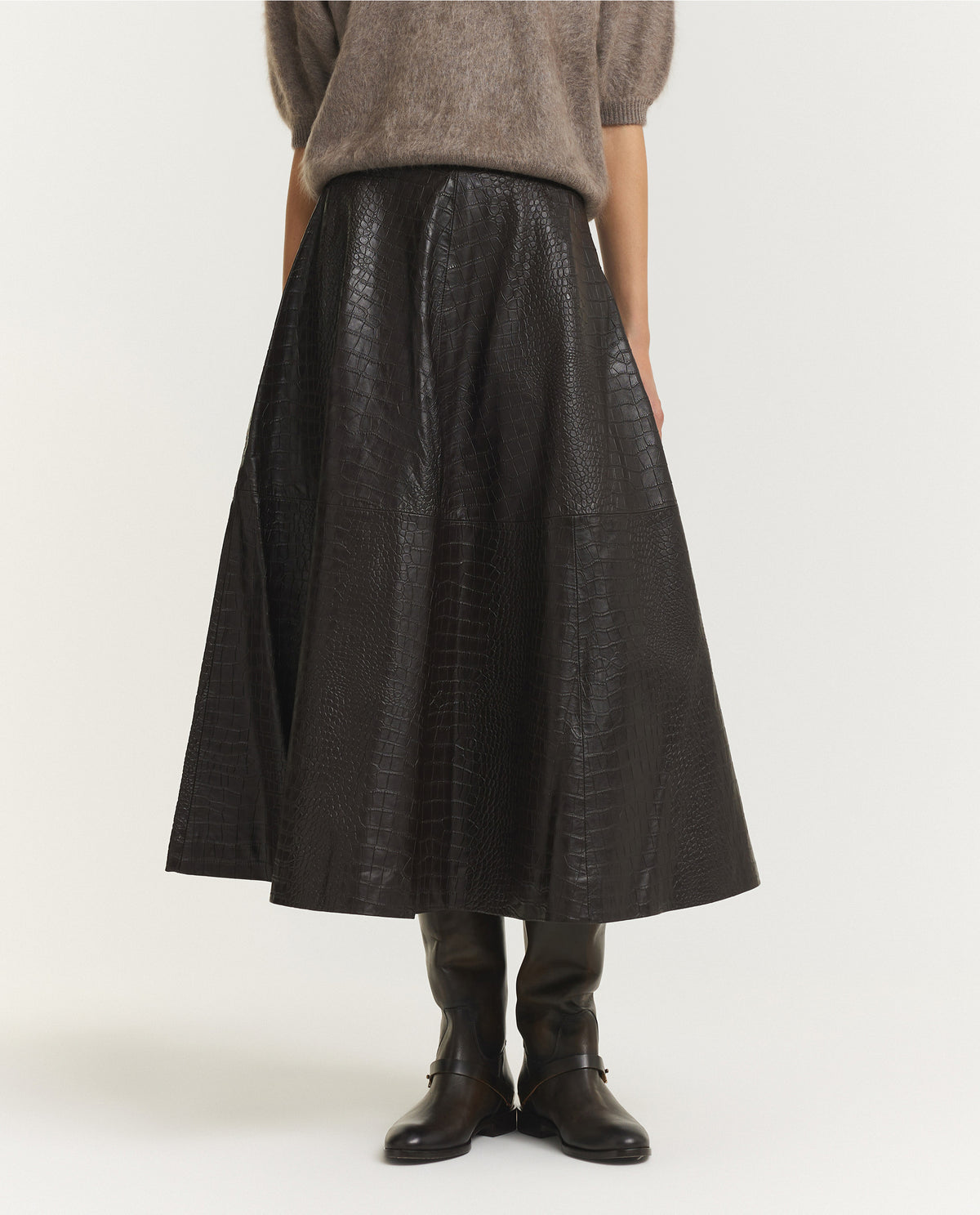 A-Lijn Croco Rok - Bruin