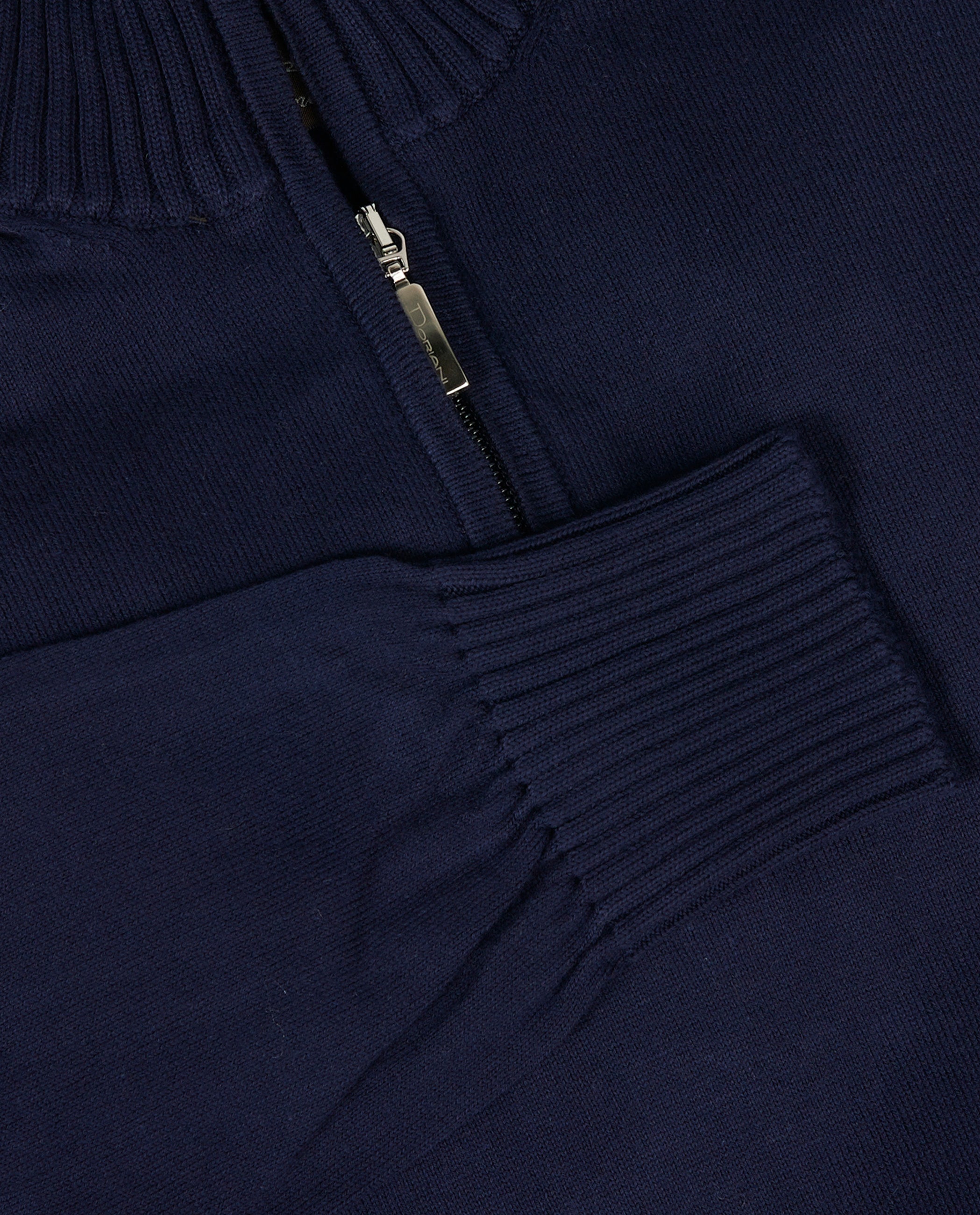 Katoenen Half Zip Trui - Donkerblauw