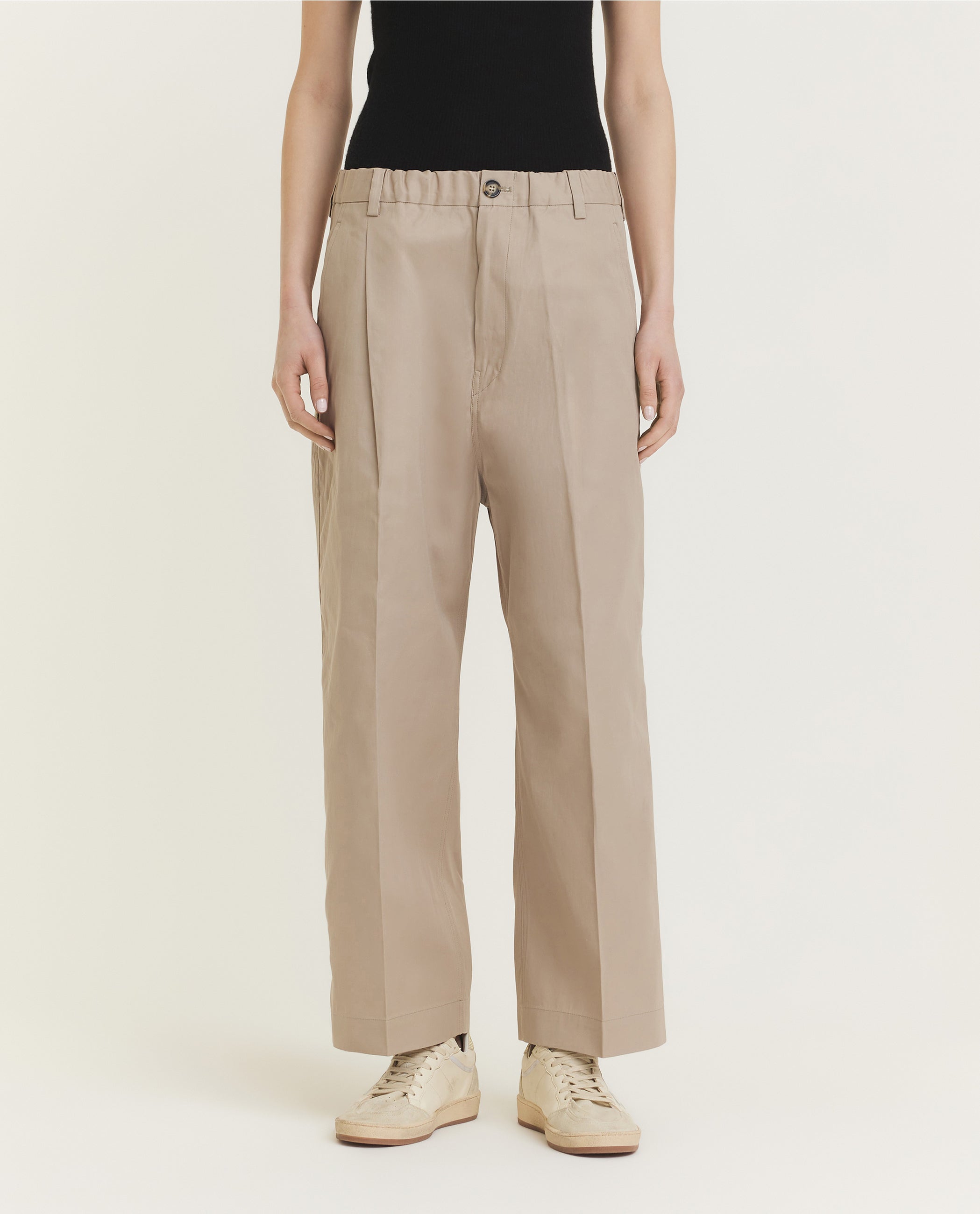 Pleated Cotton Trousers