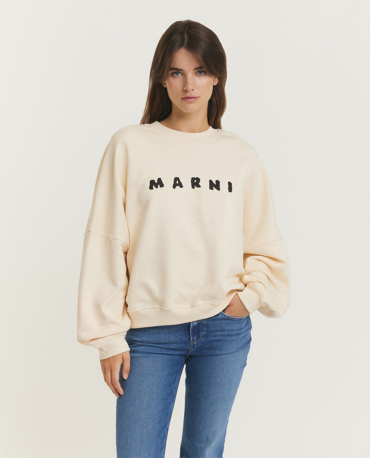 Oversized Katoenen Crewneck - Ecru