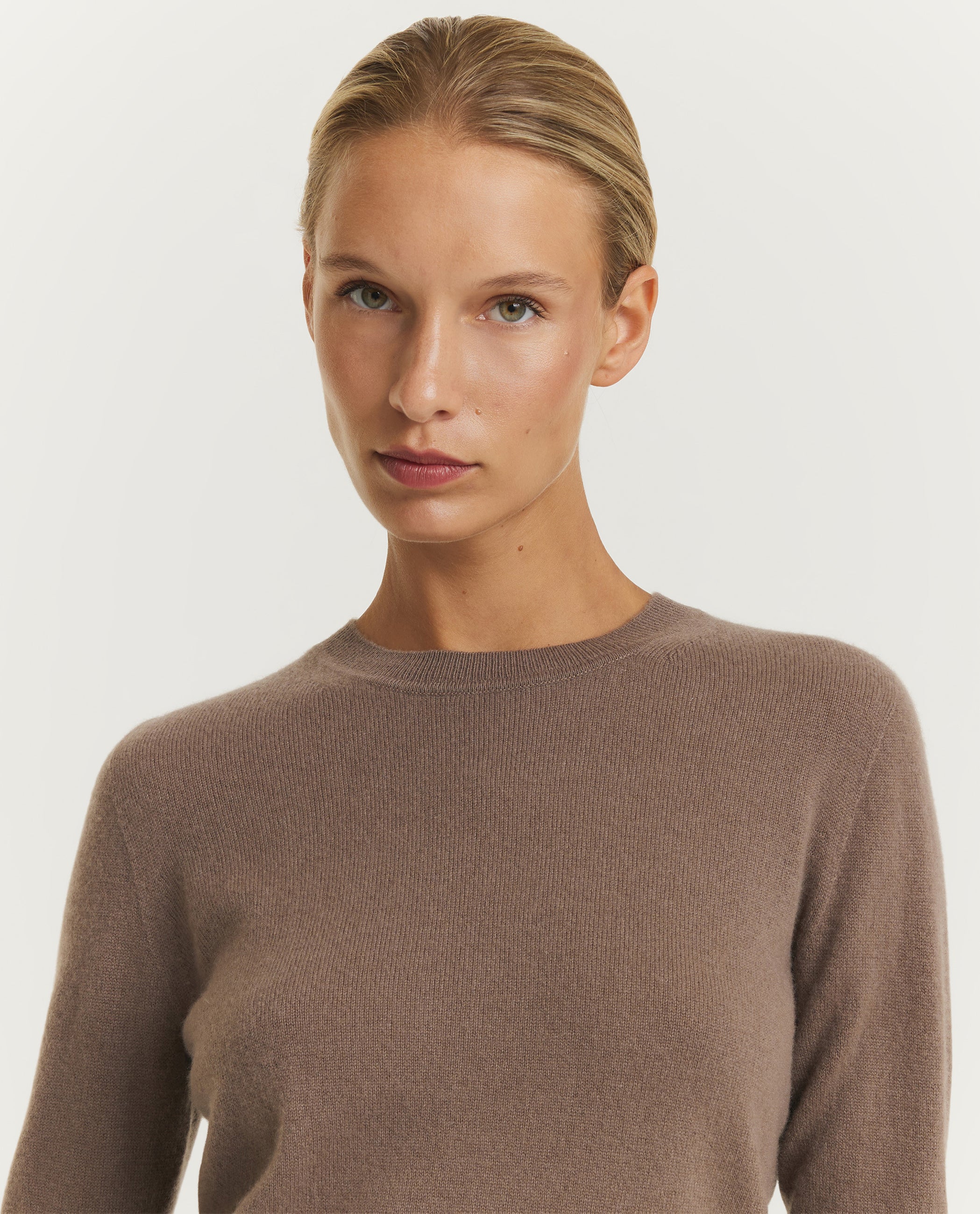Lichte Cashmere Crewneck Trui - Bruin