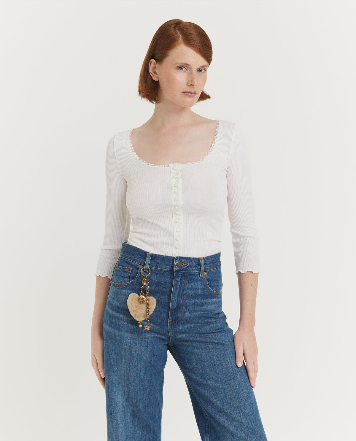 Scoop-Neck Fitted Cardigan