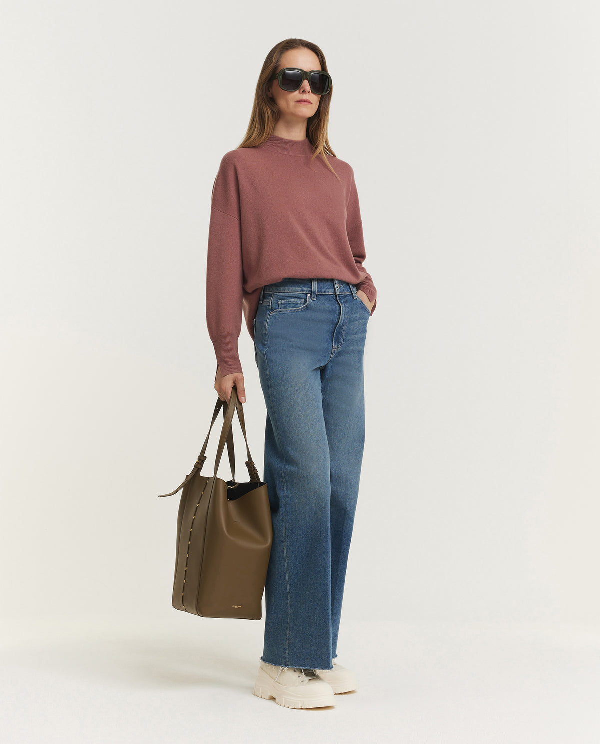 Wool Cashmere Mock Neck Sweater