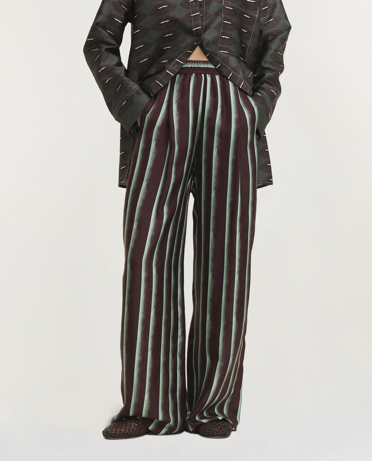 Painted Stripes Silk Trousers
