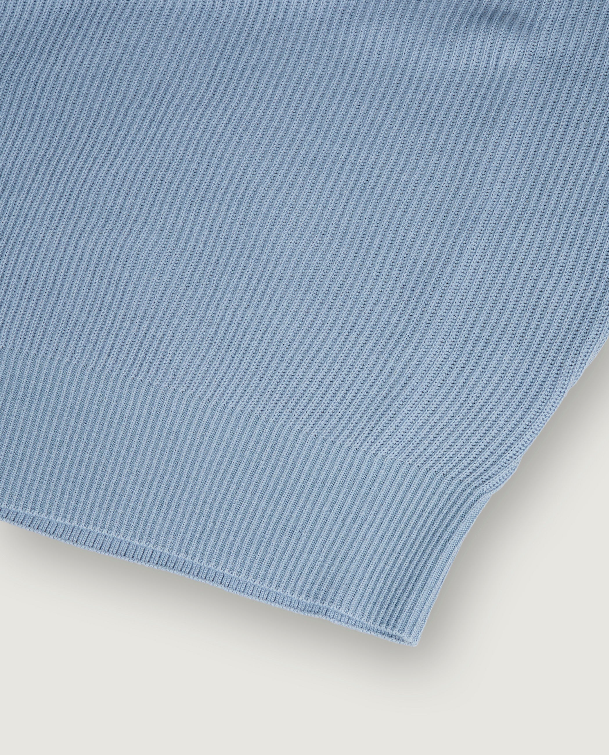 Geribde Ronde Hals Trui - Lichtblauw
