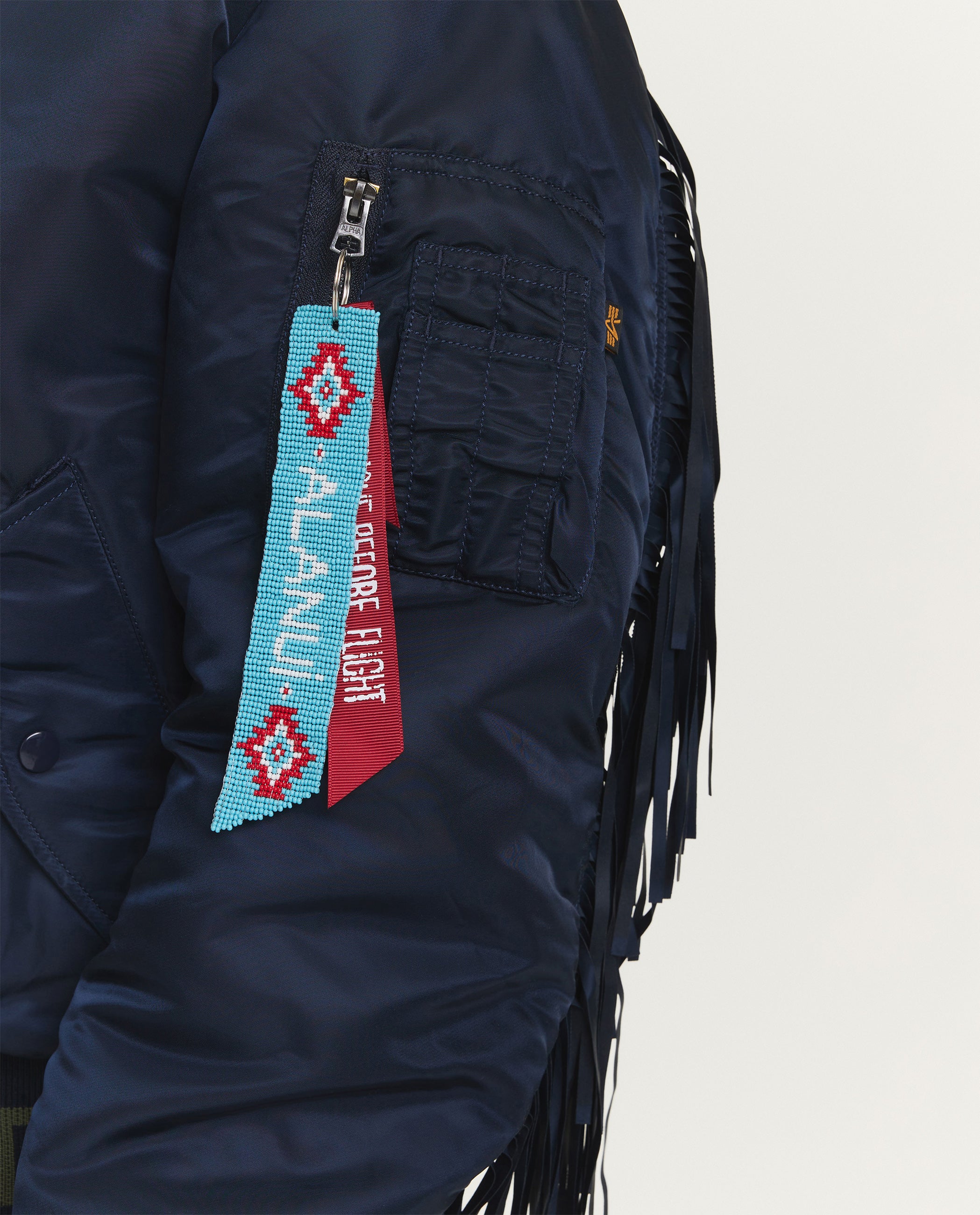 Bomber jacket with fringes