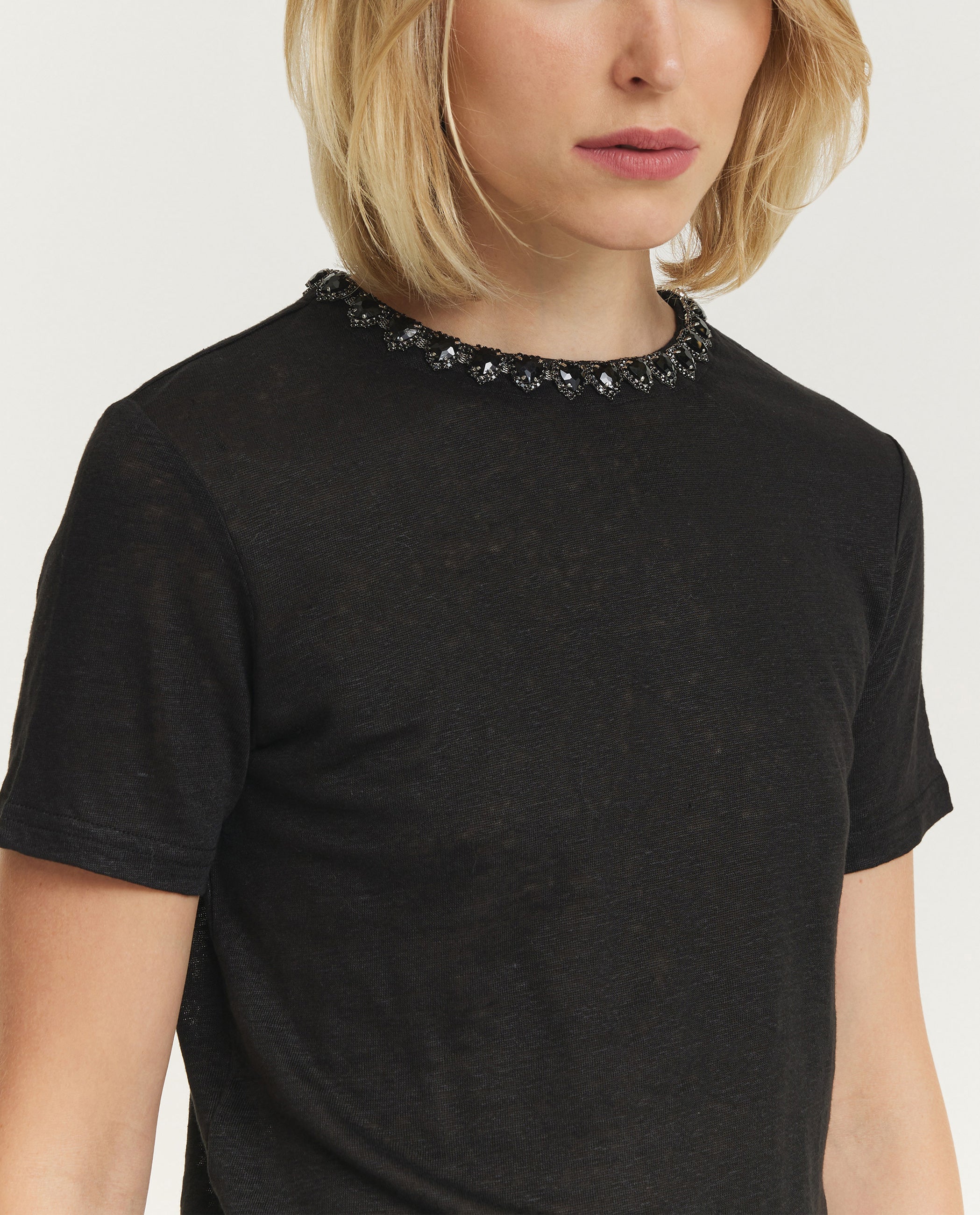 Linen Embellished Tee