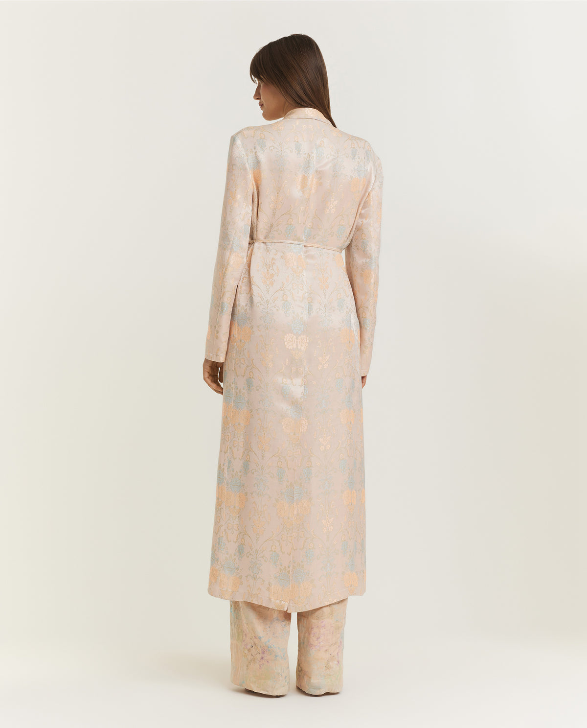 Floral Jacquard Jas - Roze