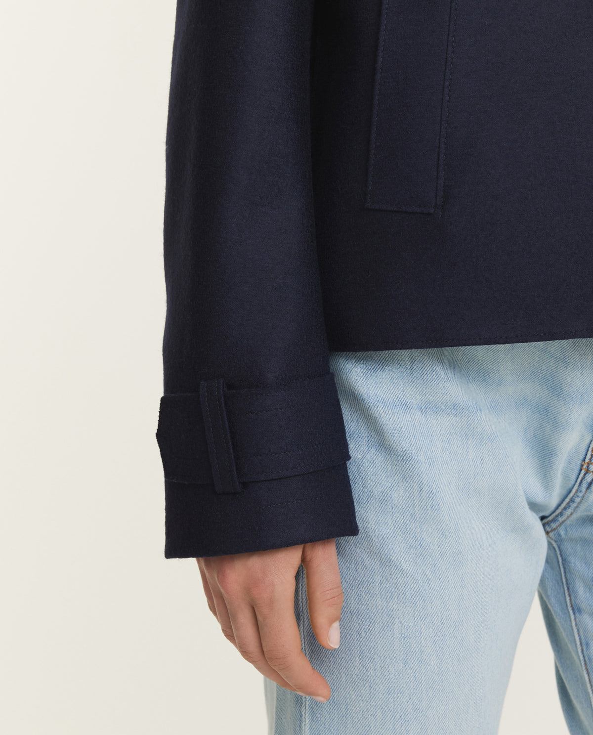 Korte Wollen Jas - Donkerblauw