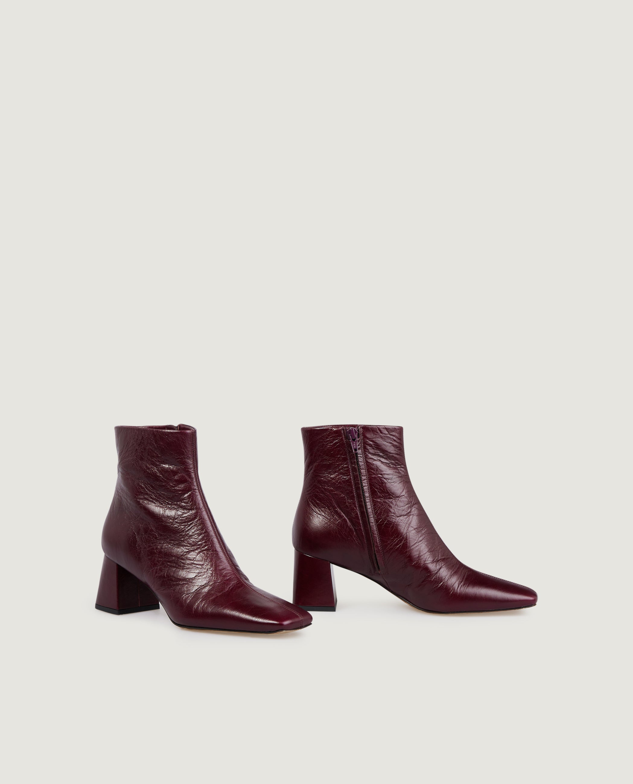Heeled Patent Leather Ankle Boots