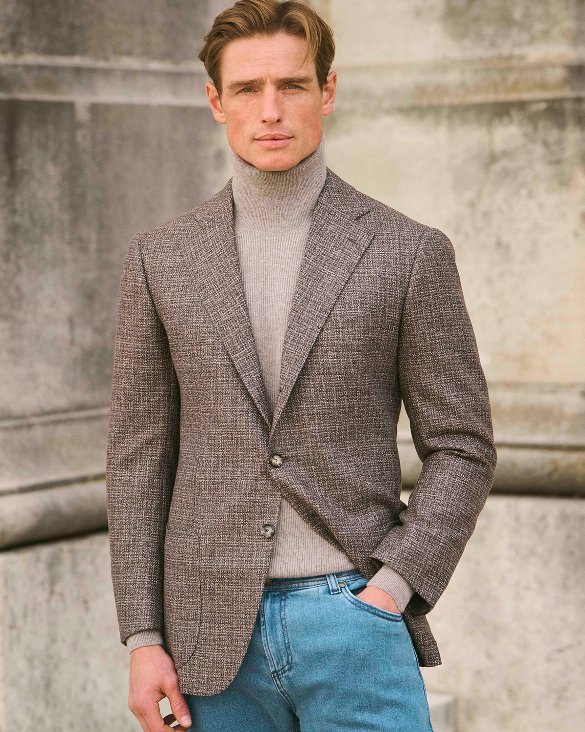 Cashmere Bouclé Jasje - Lichtbruin