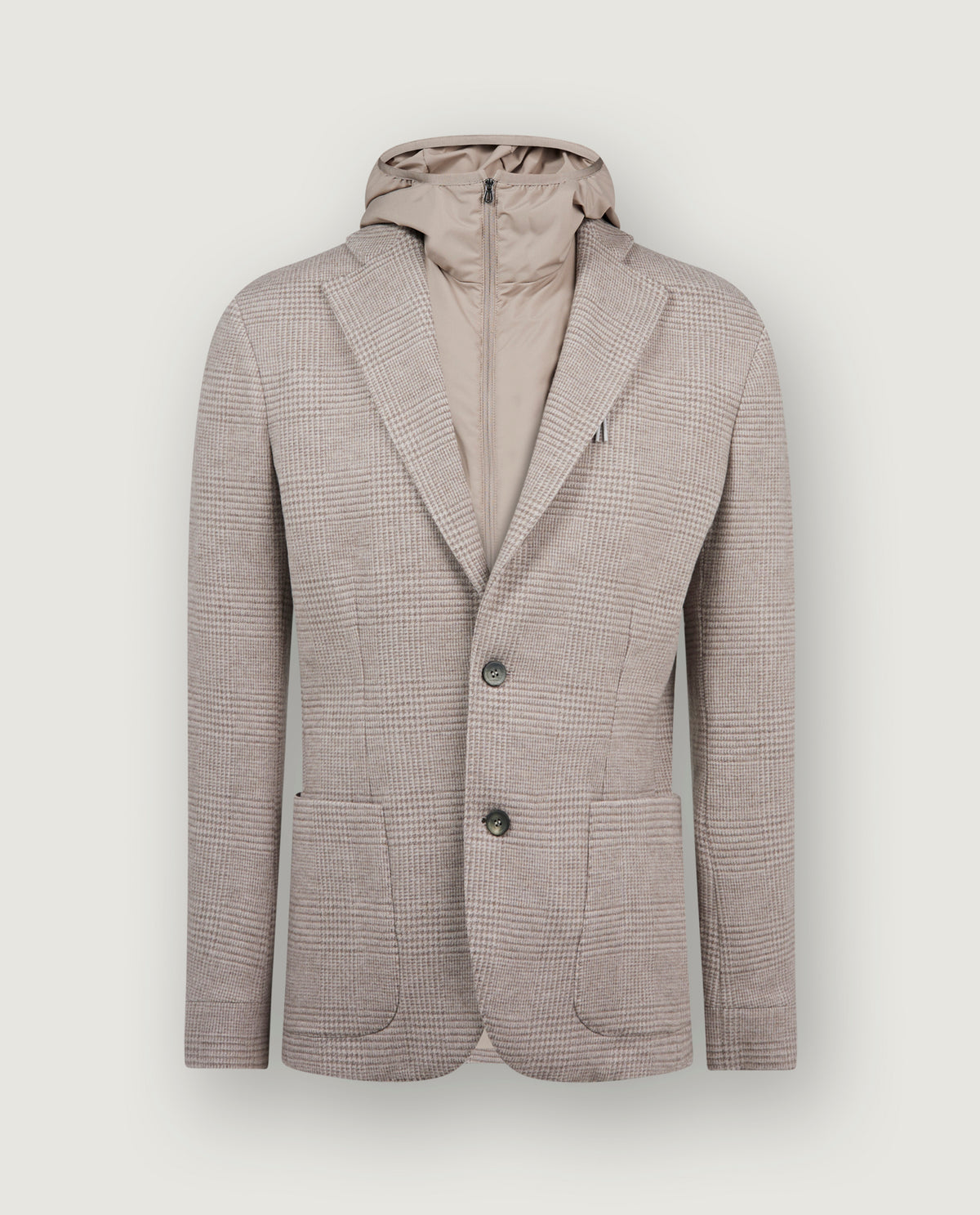 Wollen Hoodie Blazer - Lichtbruin