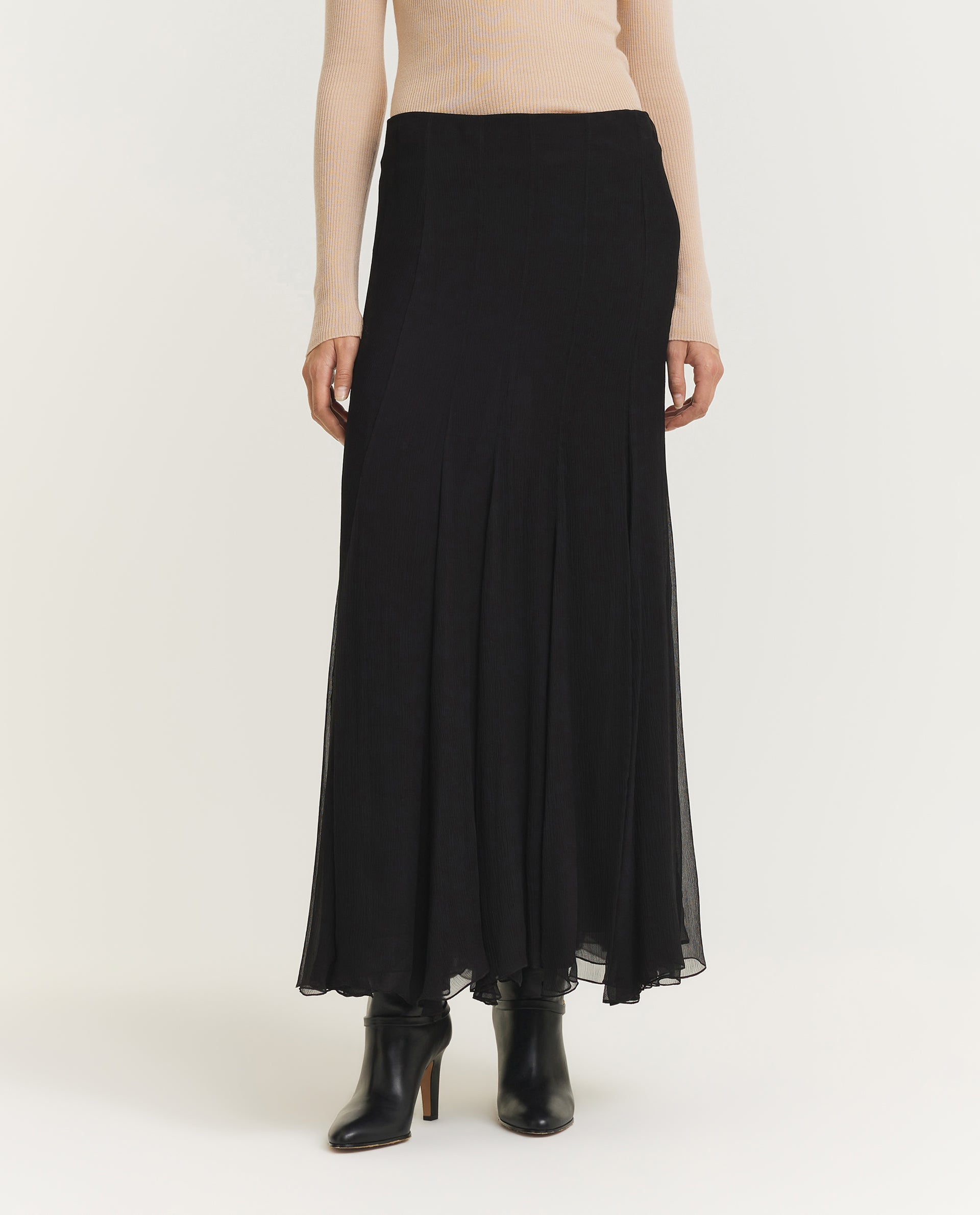 Gathered Fluid Maxi Rok - Zwart