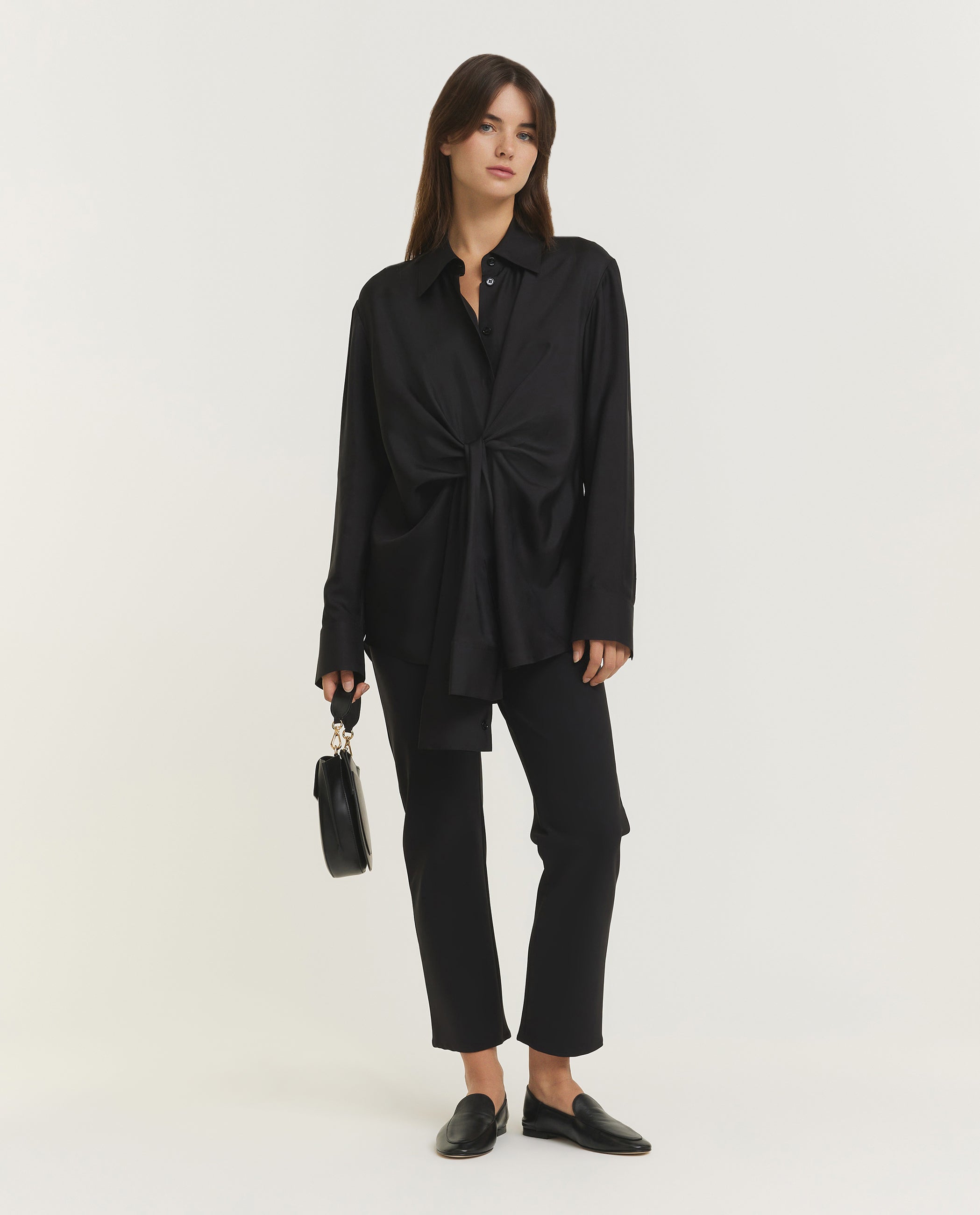 Hammered Zijden Shirt - Zwart